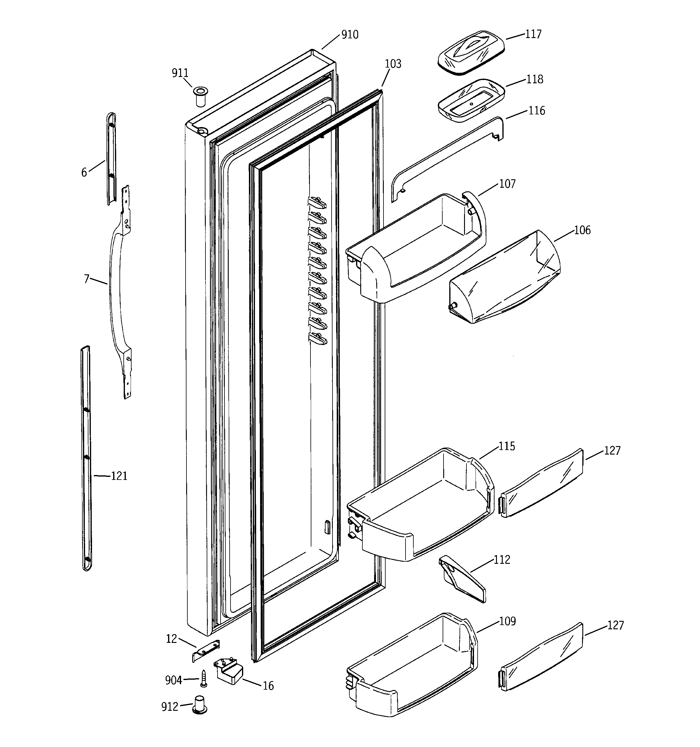 GE GSS25TGMACC fresh food door diagram