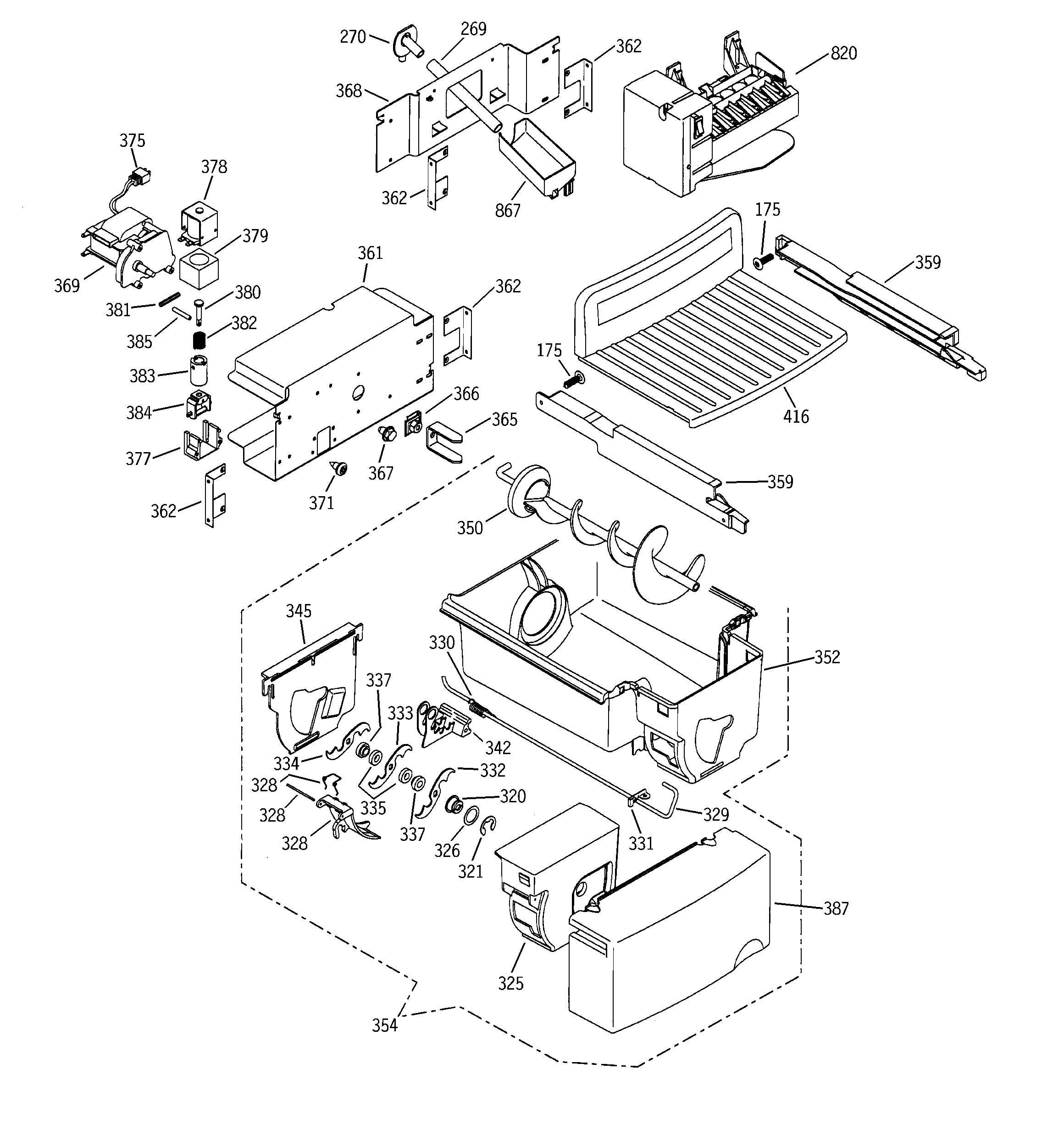 GE GSS25TGMACC ice maker & dispenser diagram