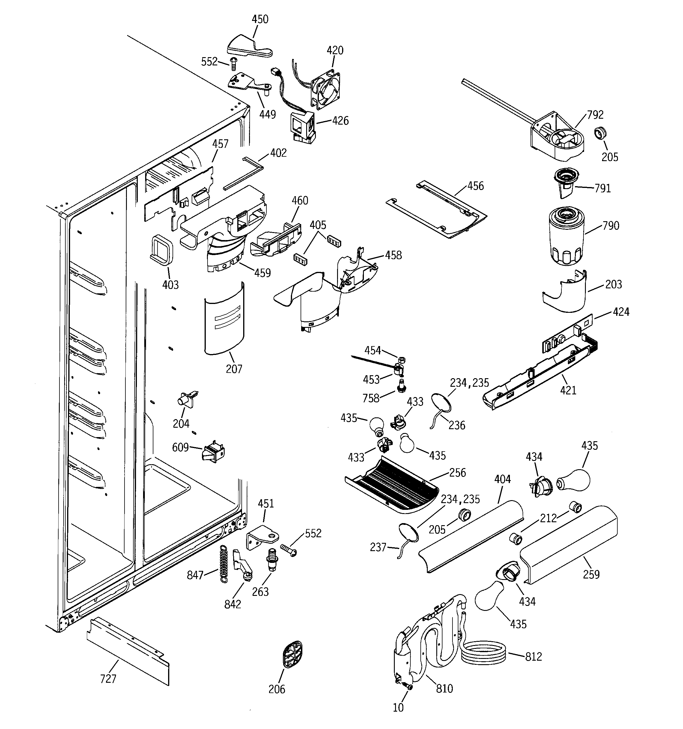 GE GSS25TGMACC fresh food section diagram