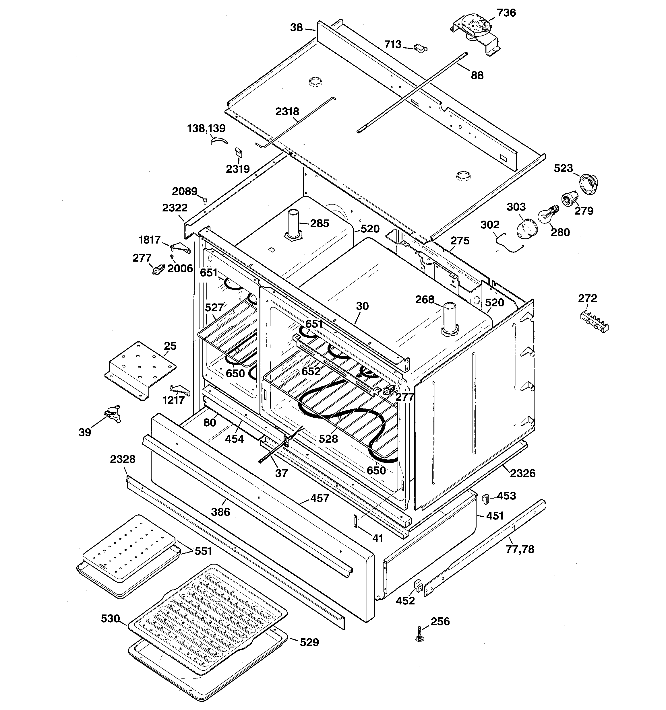 GE JCP67Y4WW body parts & drawer diagram