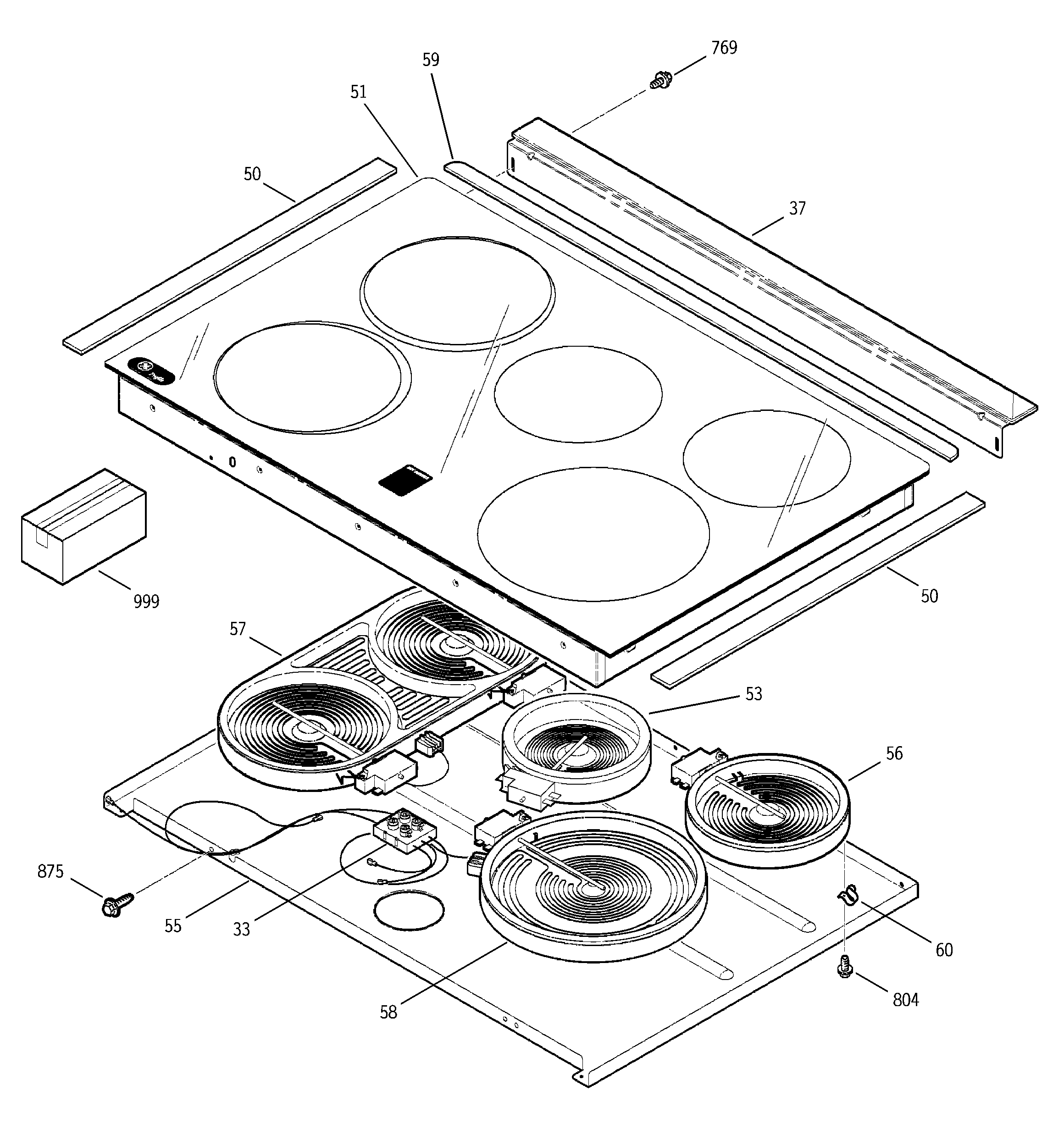 GE JCS966SD1SS cooktop diagram