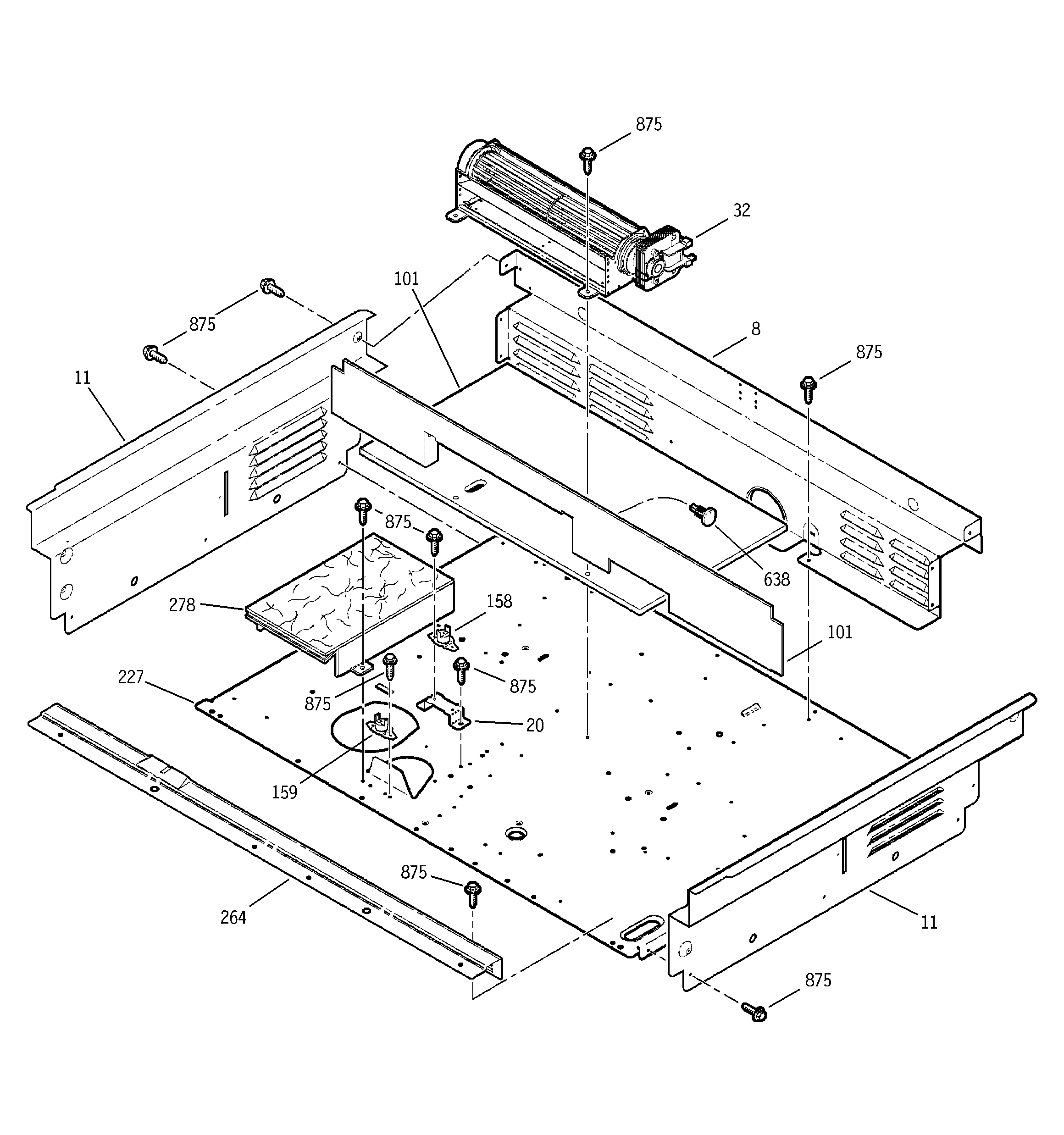 GE JCS966SD1SS cooling fan diagram