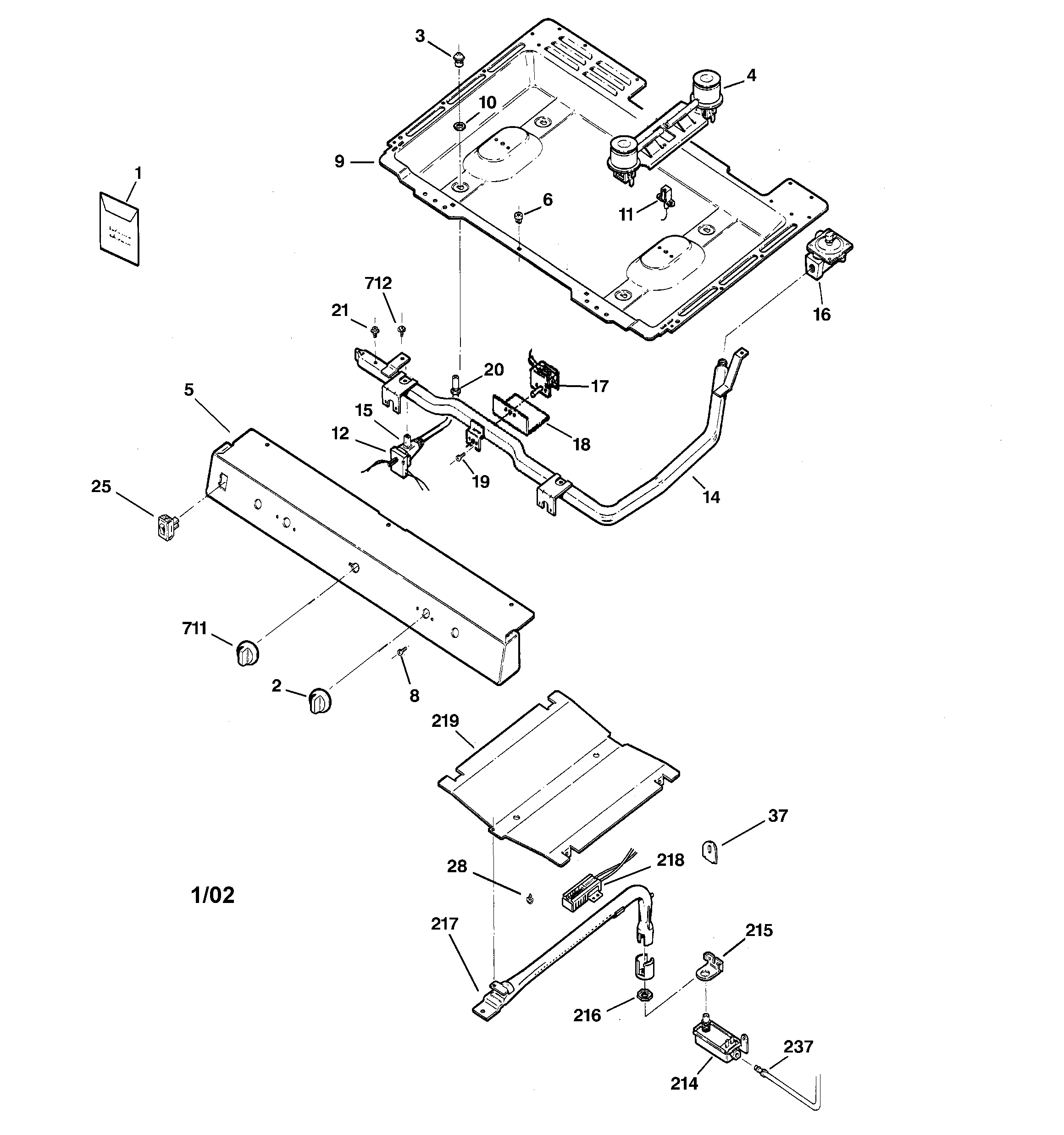 Hotpoint RGB528PEA5WW gas & burner parts diagram