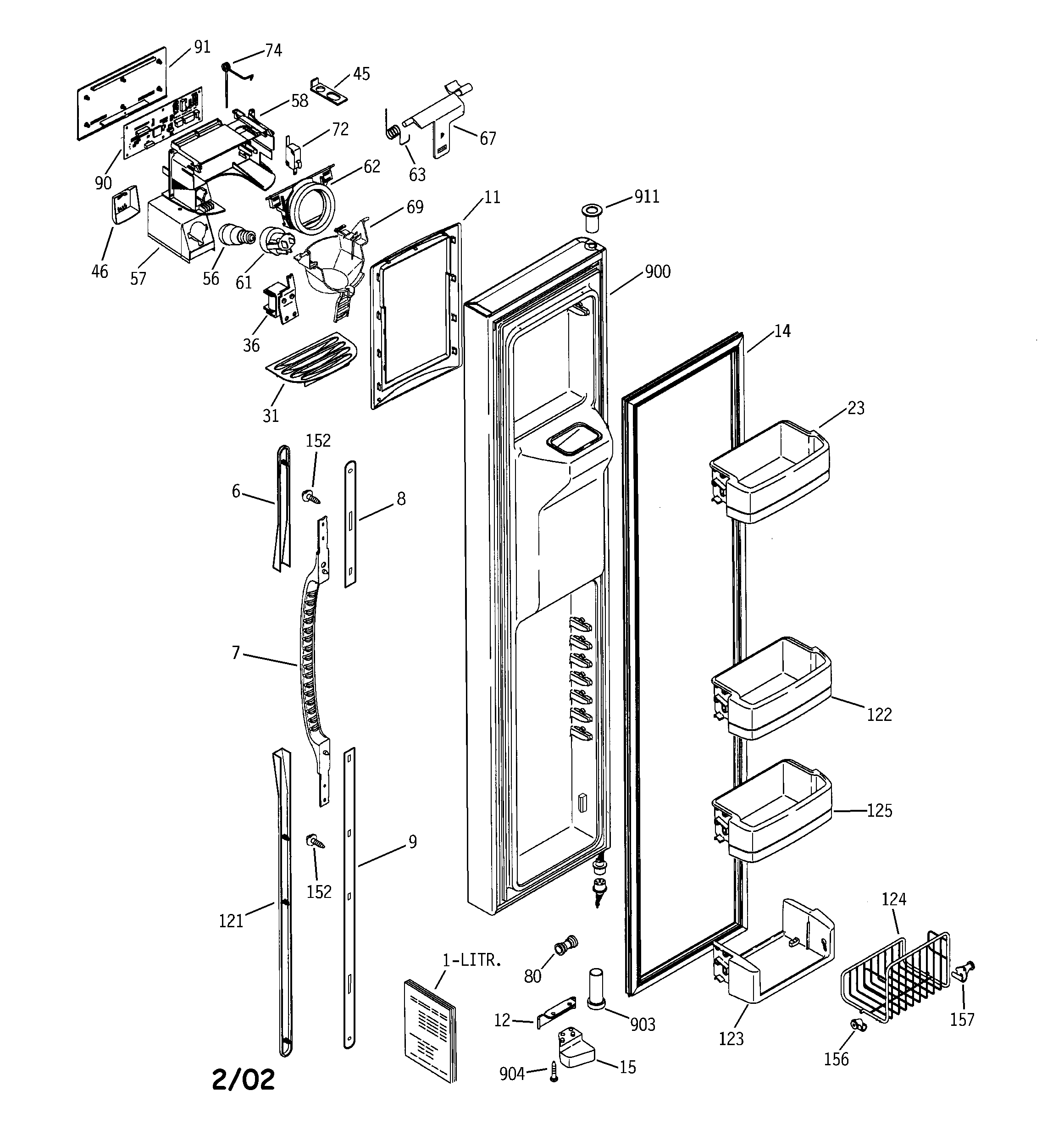 GE PCG21SIMAFBS freezer door diagram