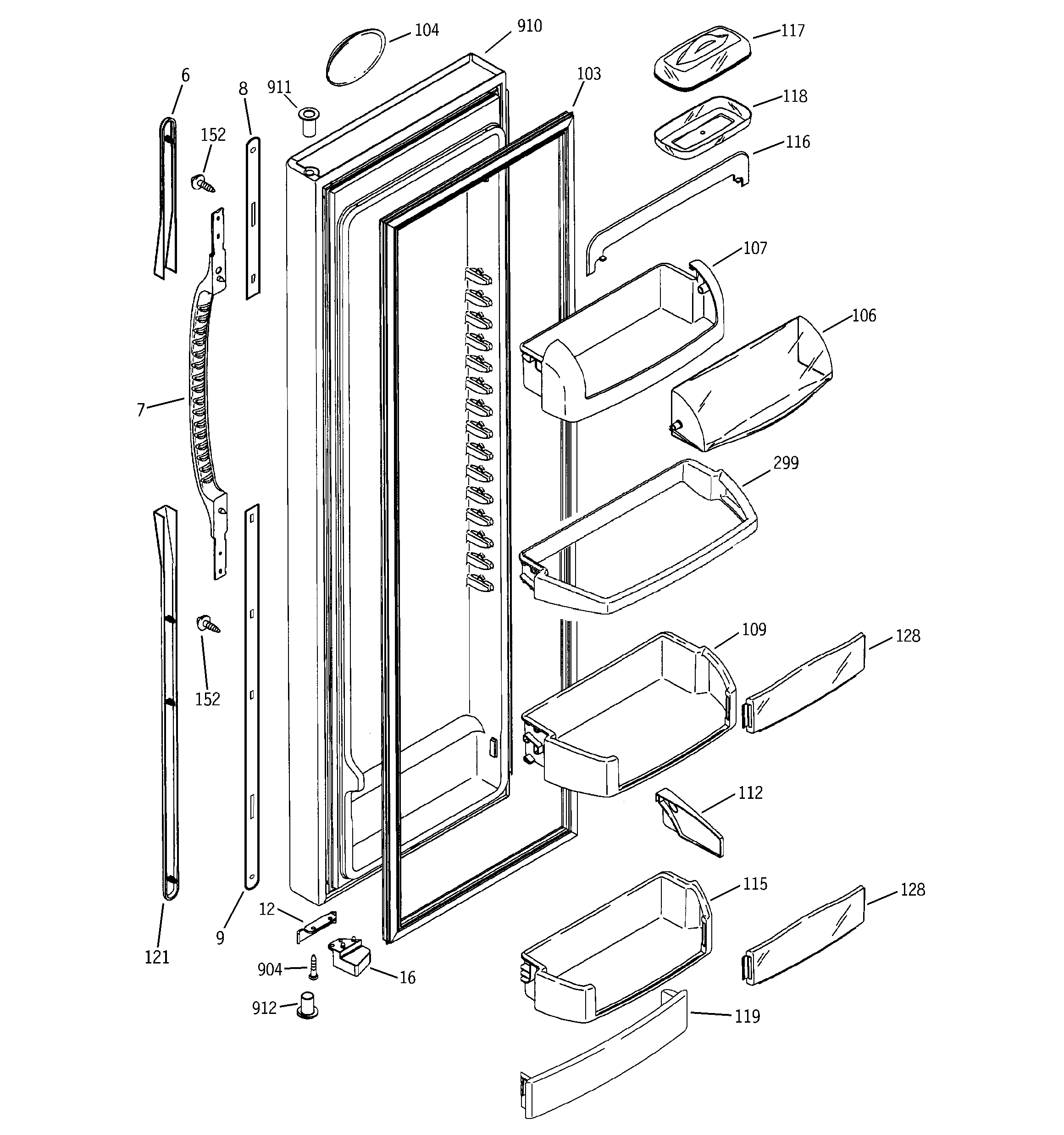 GE PCG21SIMAFBS fresh food door diagram
