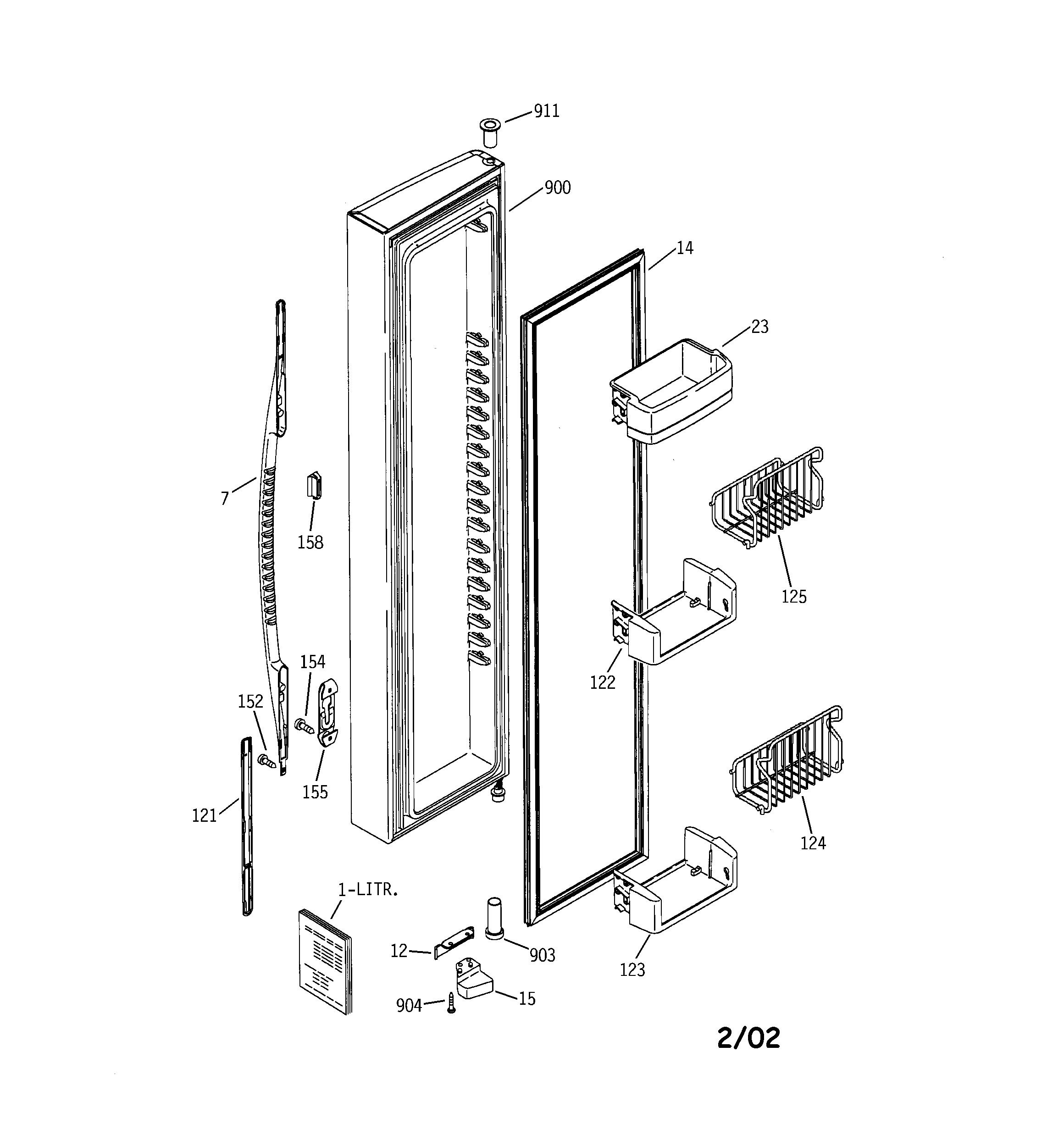 GE PSS25MCNACC freezer door diagram