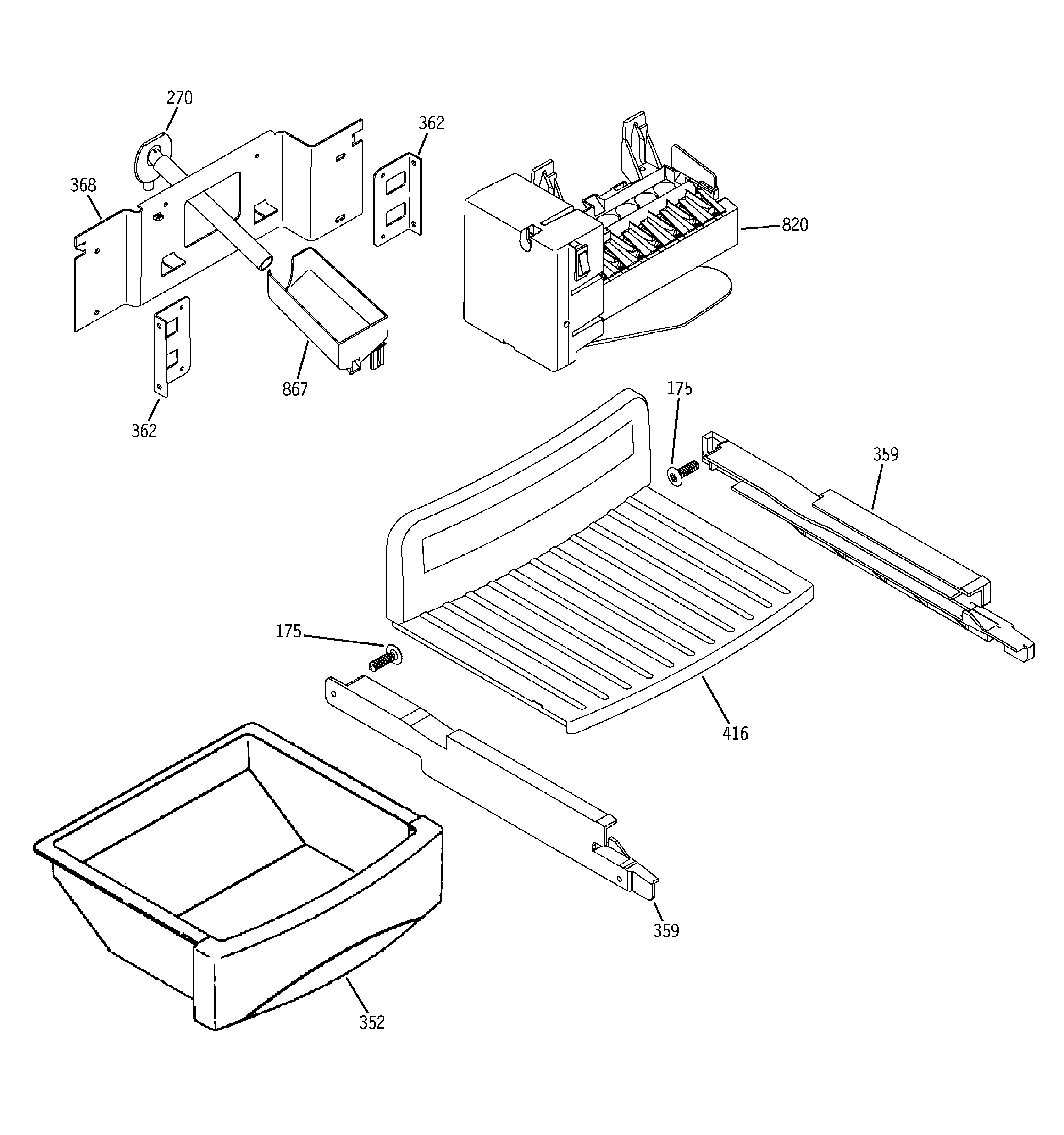 GE PSS25MCNACC ice maker & dispenser diagram