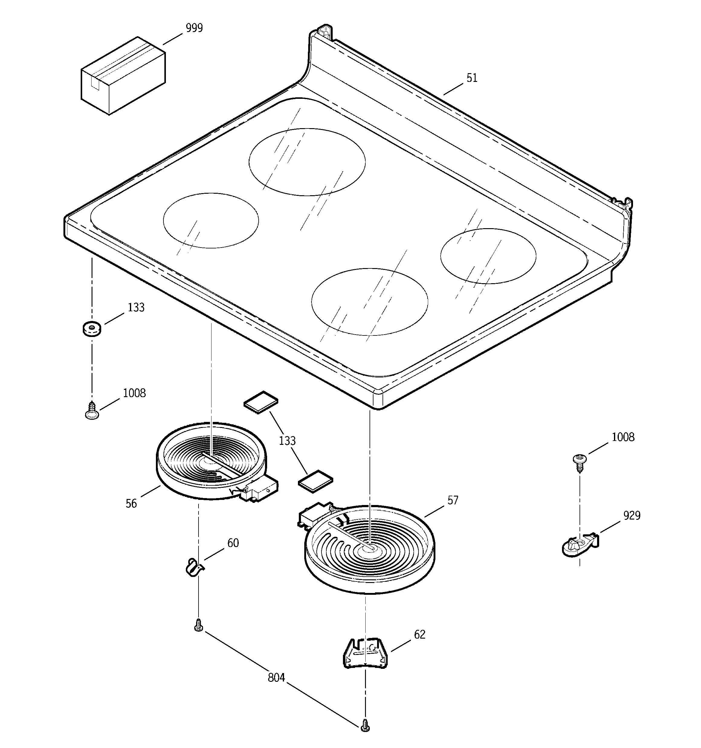 GE EER3000D00TW cooktop diagram