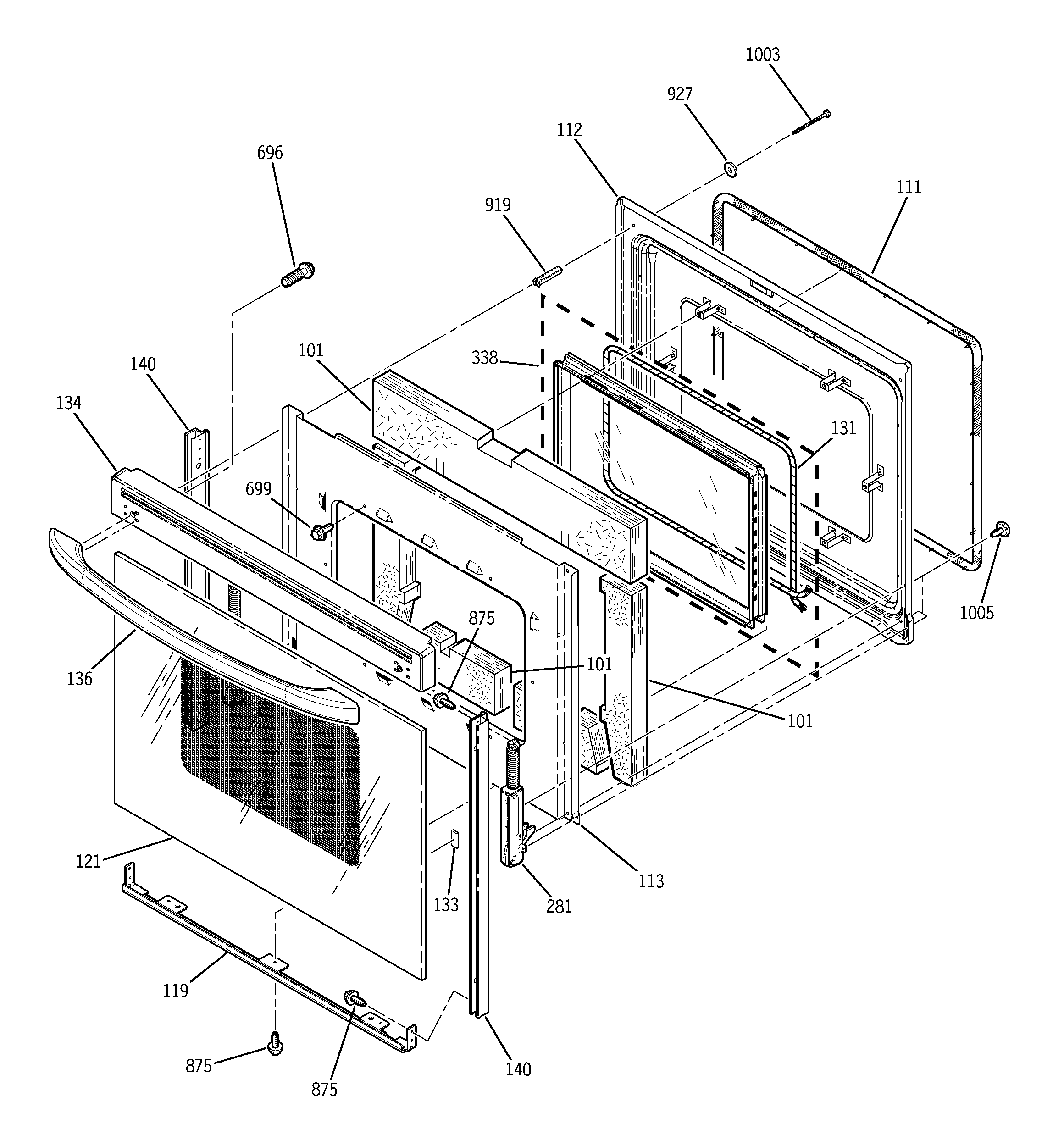 GE JBP71BF1WH door diagram