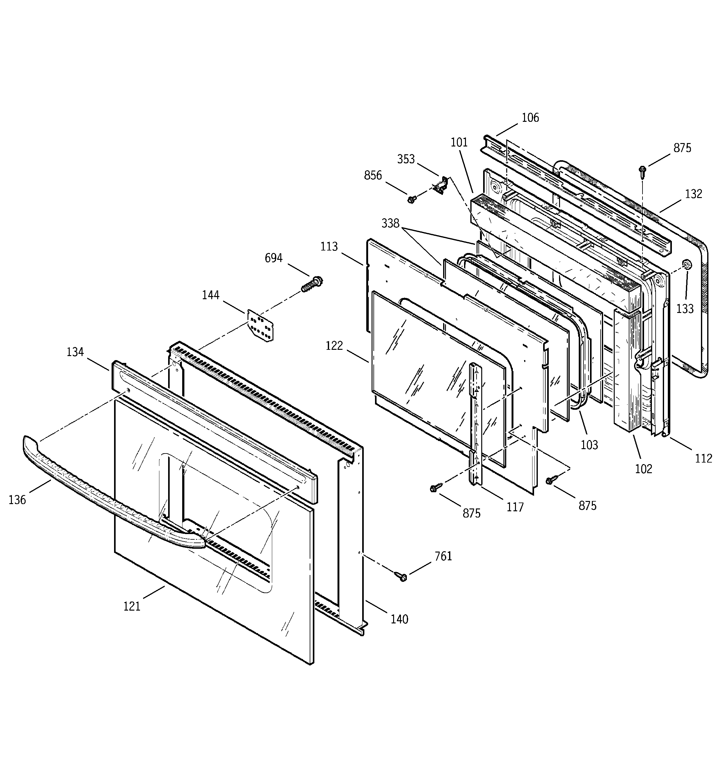 GE JKP15WA2WW door diagram