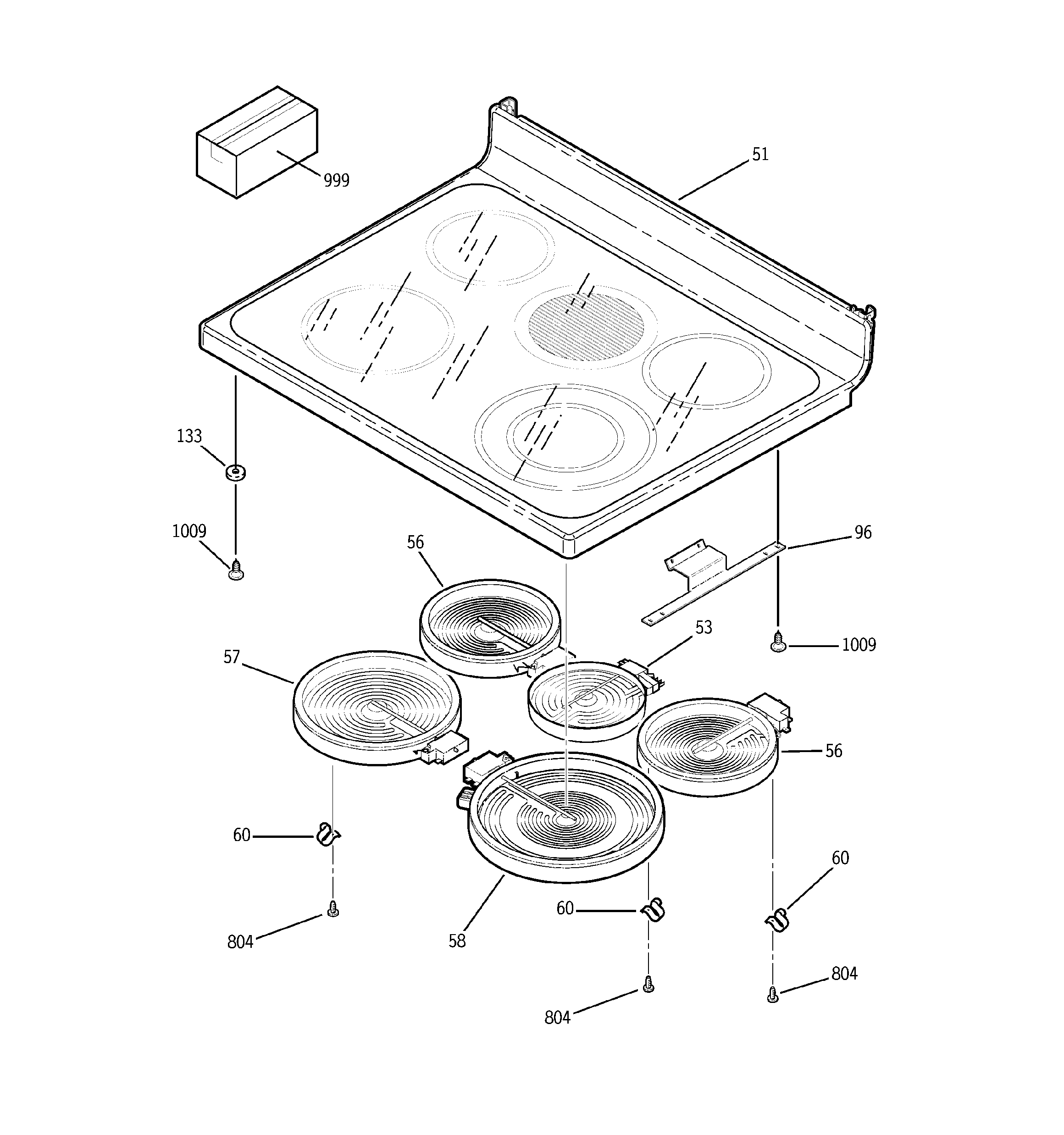 GE JBP90BF1BB cooktop diagram