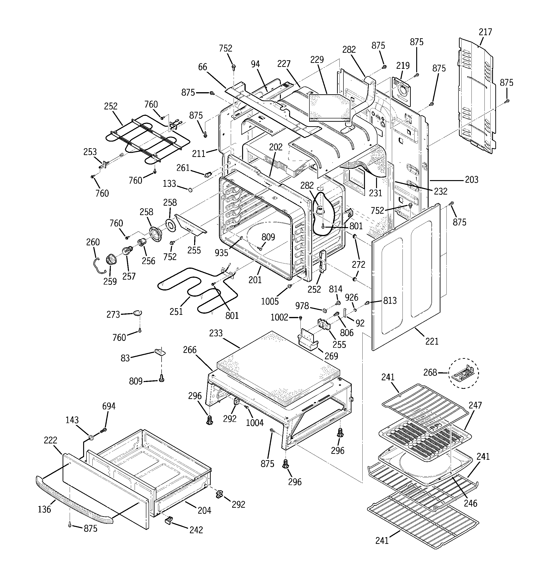 GE JBP90SF1SS body parts diagram