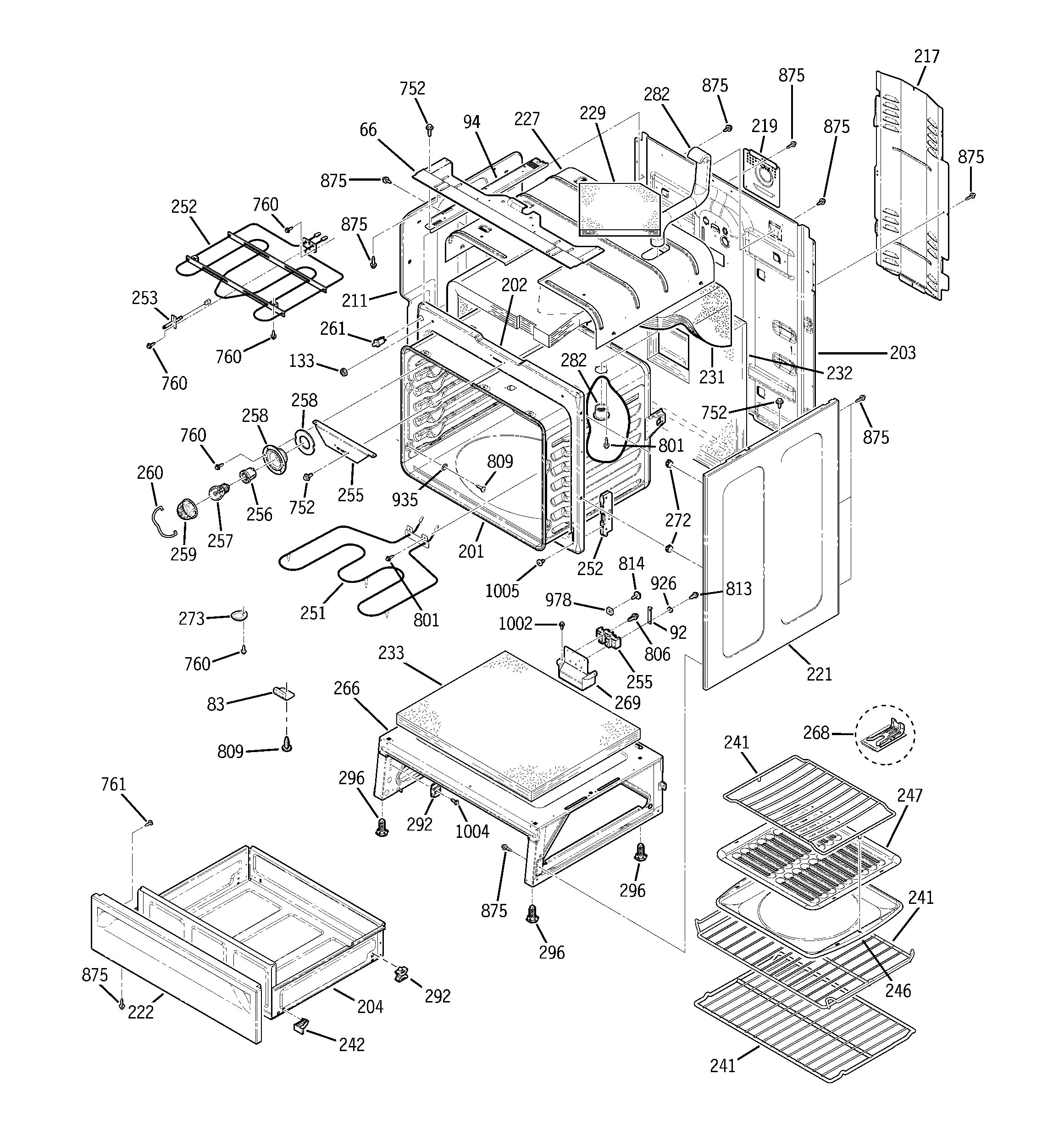 GE JBP91BF1BB body parts diagram