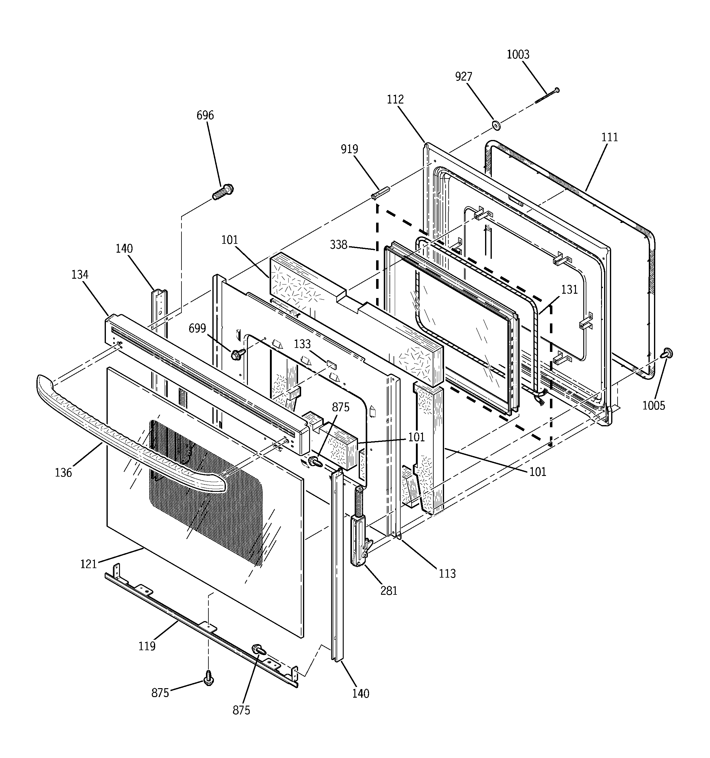 GE JBP91BF1BB door diagram