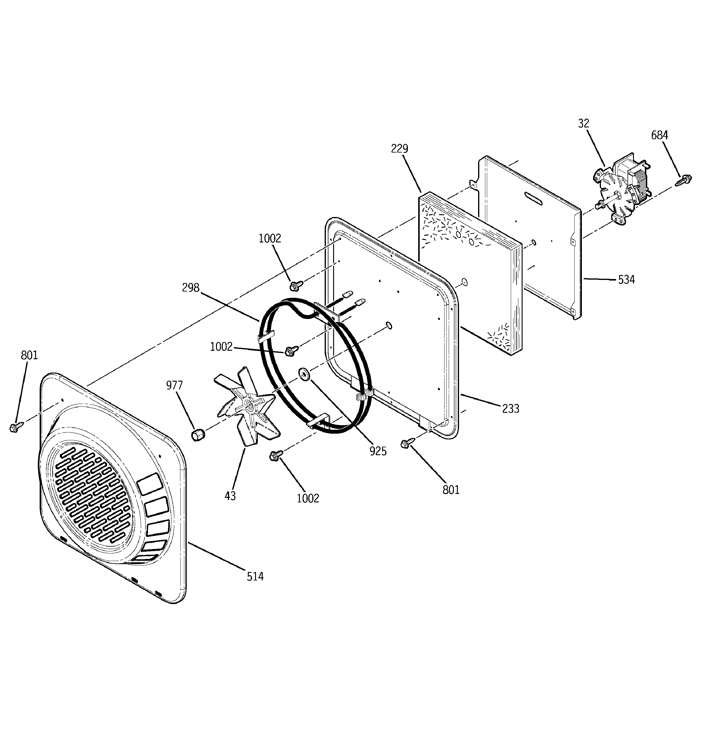 GE JBP91BF1BB convection fan diagram