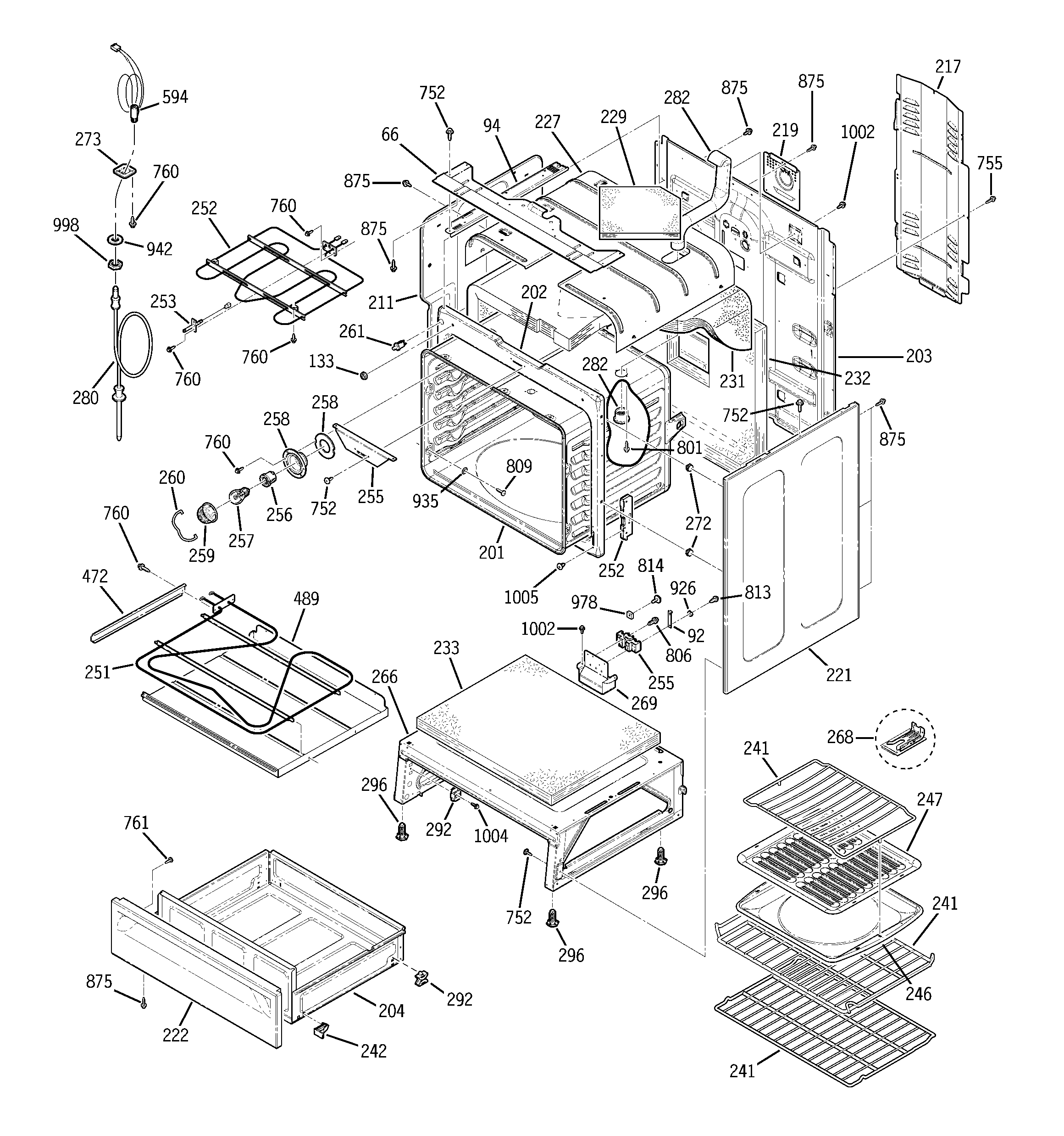 GE JBP95TF1WW body parts diagram