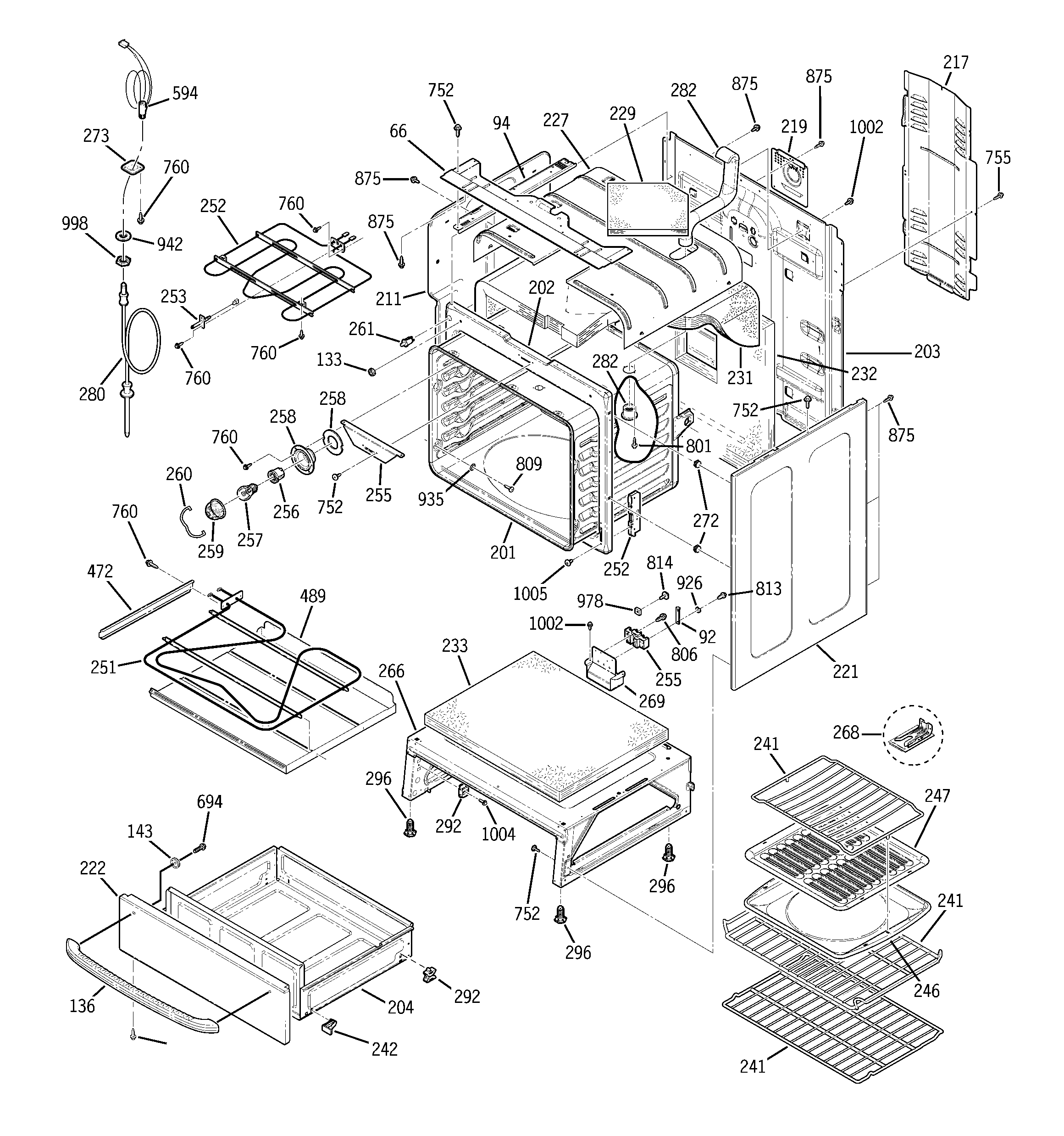 GE JBP95SF1SS body parts diagram