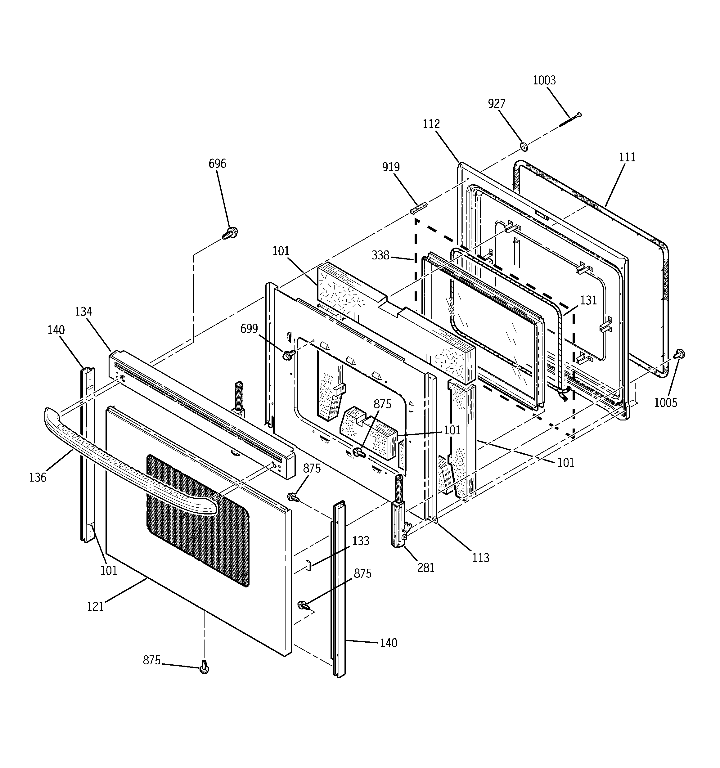 GE JBP95SF1SS door diagram