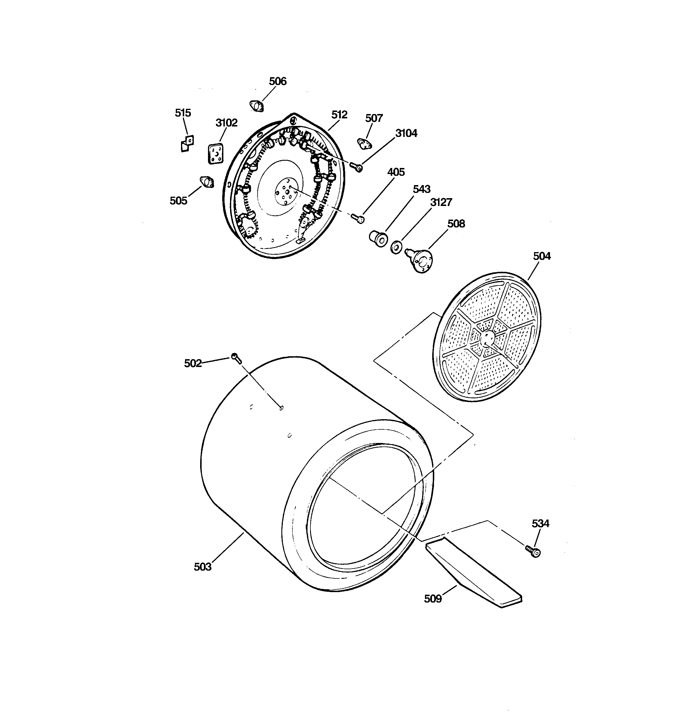 GE DBXR453EV0WW drum diagram