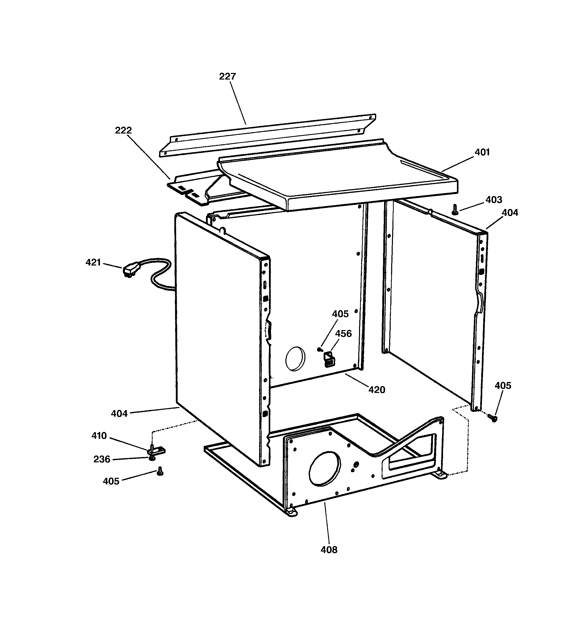 GE EGD4000B0WW cabinet diagram