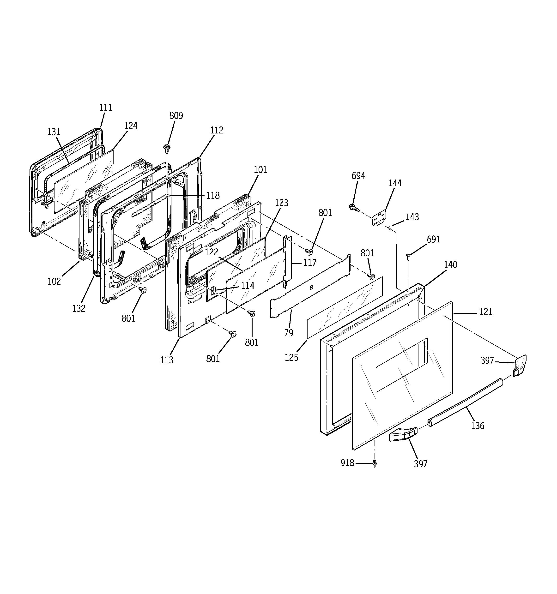 GE JGRP17BEW3BB upper door diagram