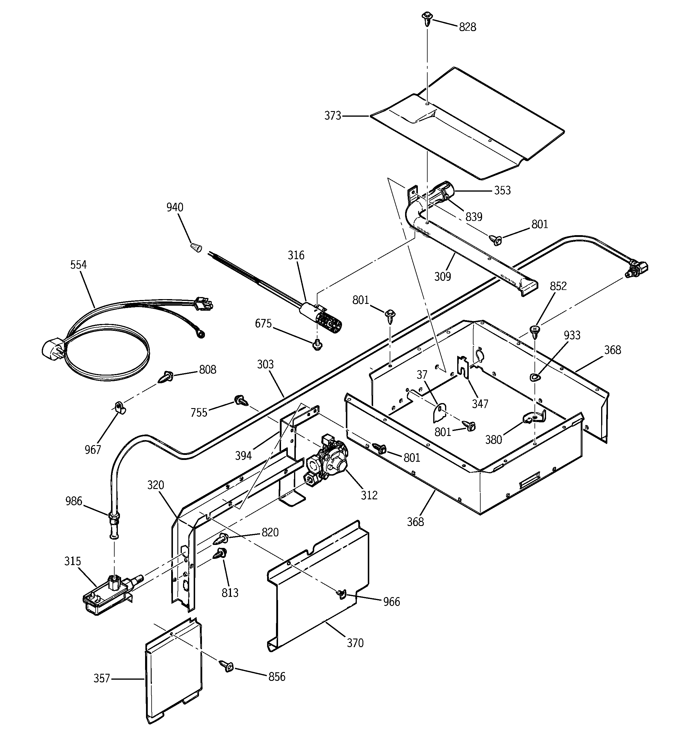 GE JGRS14BEW4BB gas & burner parts diagram