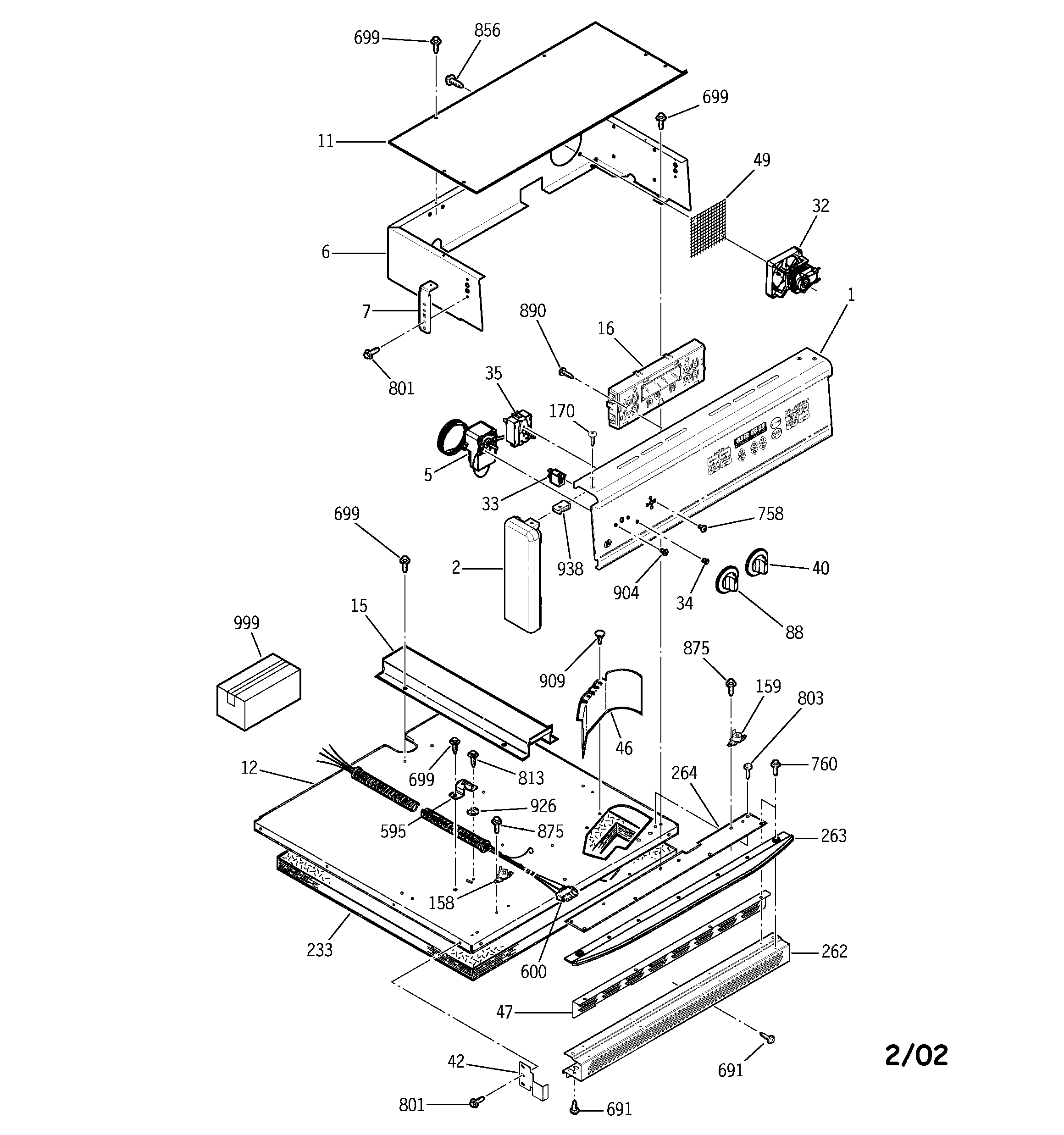GE JRP24BW3BB control panel & cooktop diagram