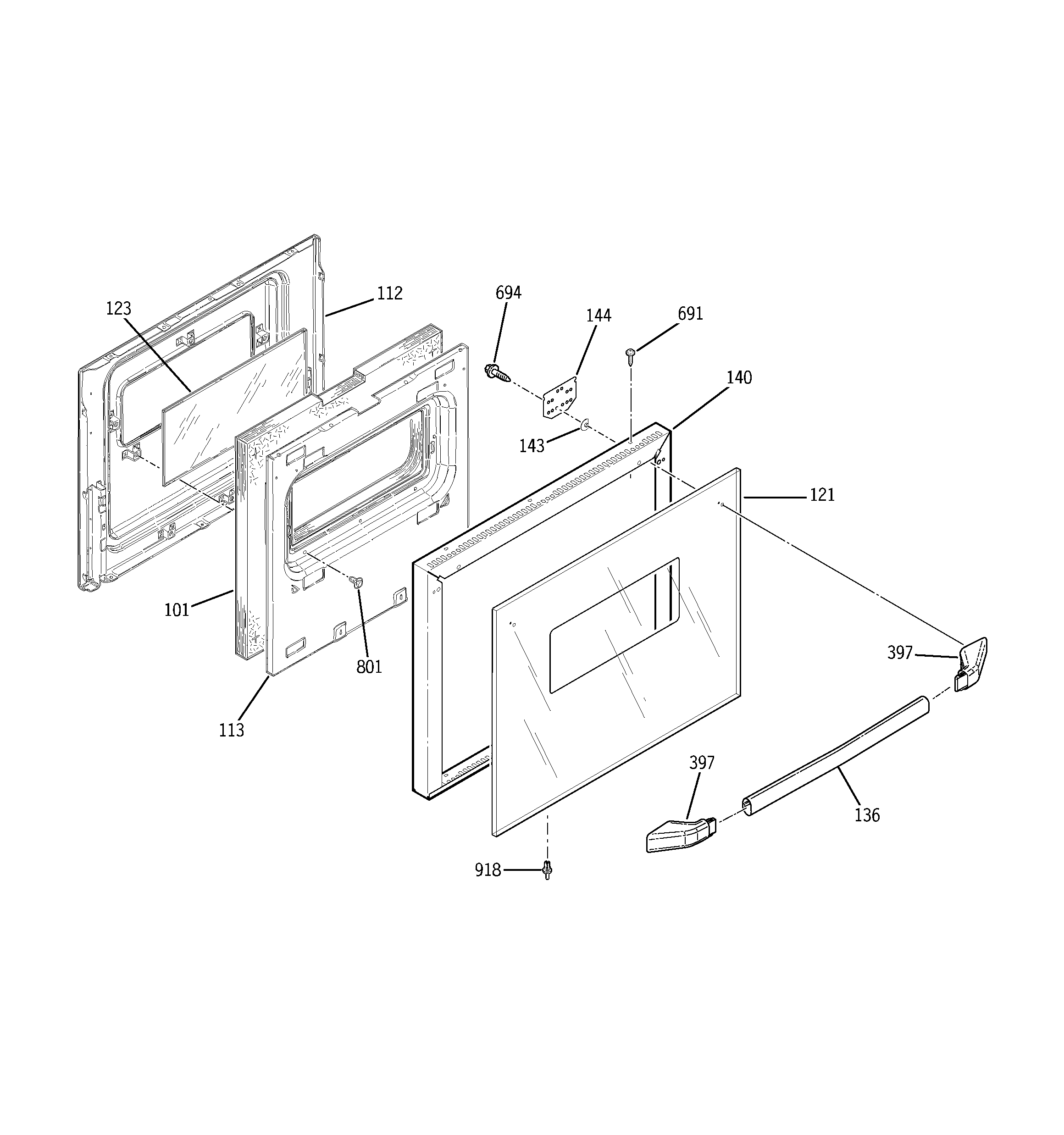 GE JRP24BW3BB lower door diagram