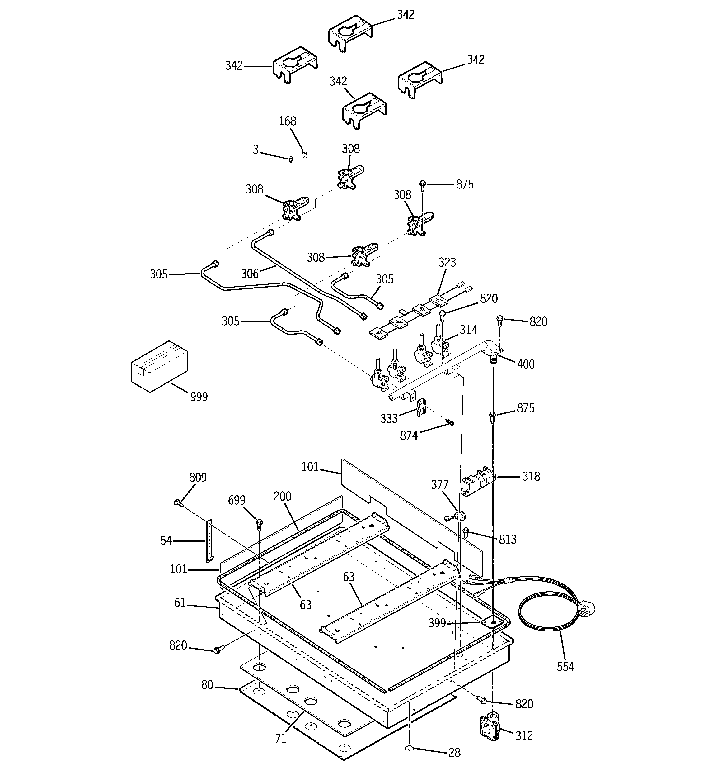 GE JGP933BEC2BB gas & burner parts diagram