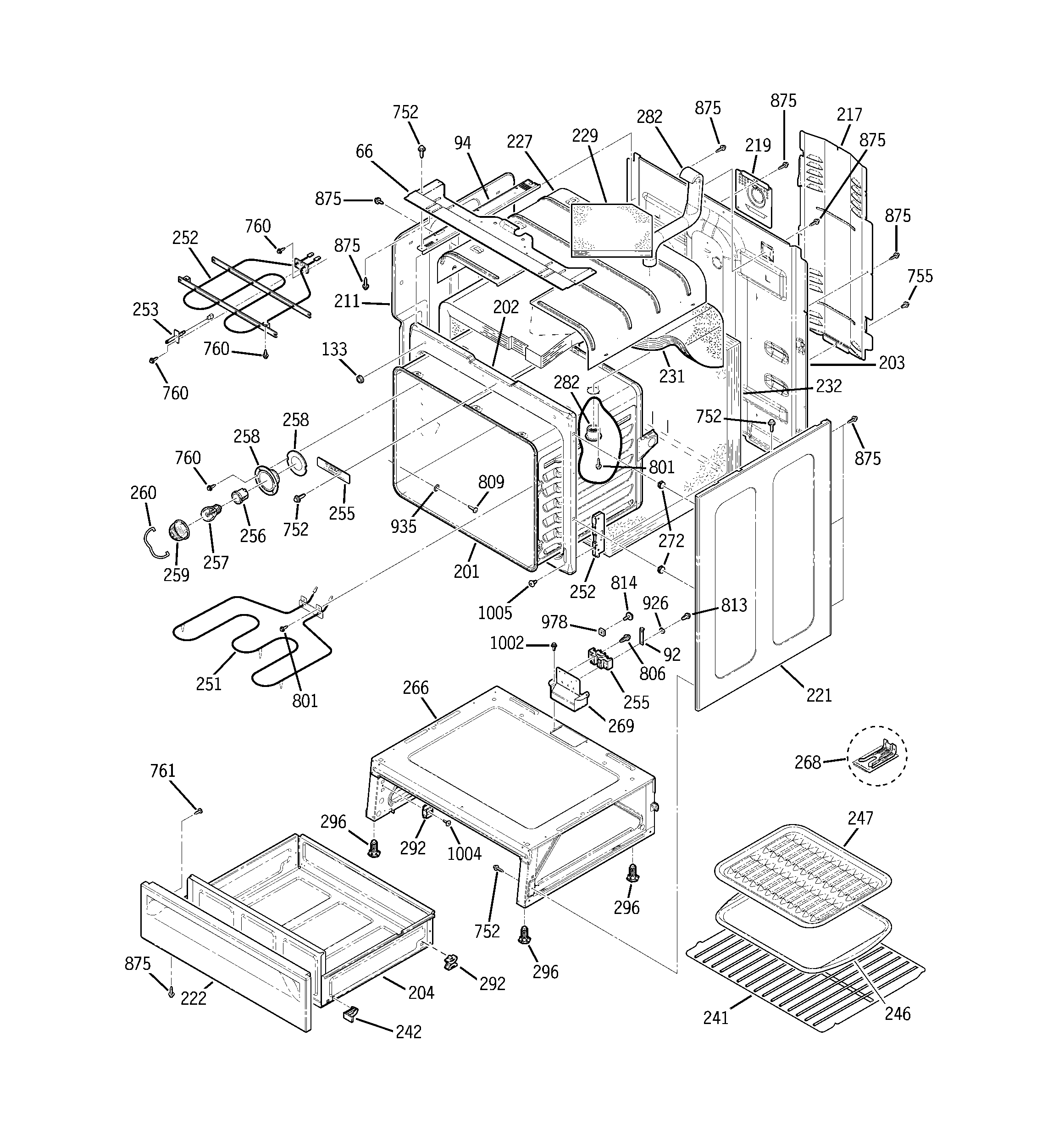 GE JBP78DD1WW body parts diagram