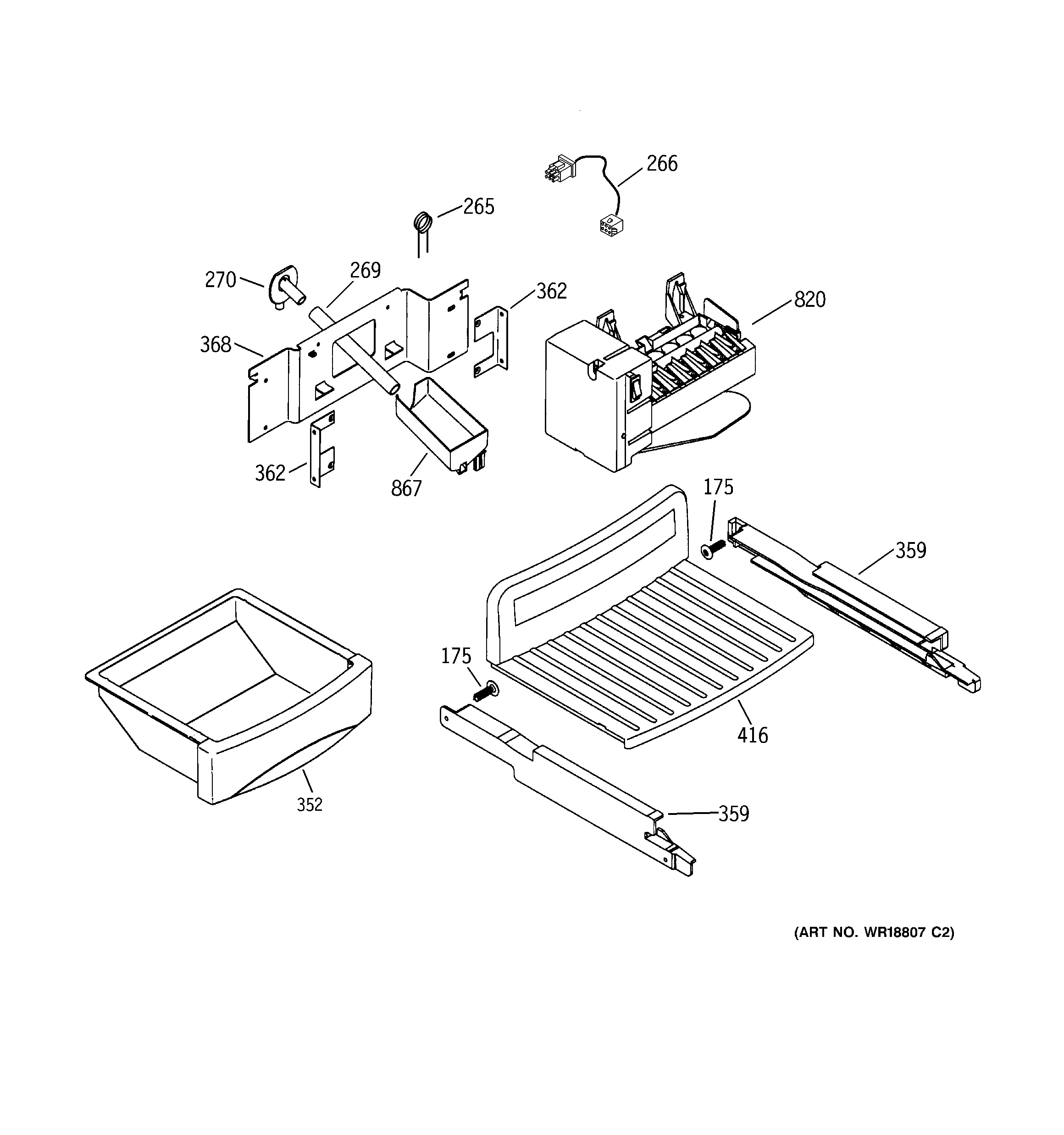 GE PSS25MCMACC ice maker & dispenser diagram
