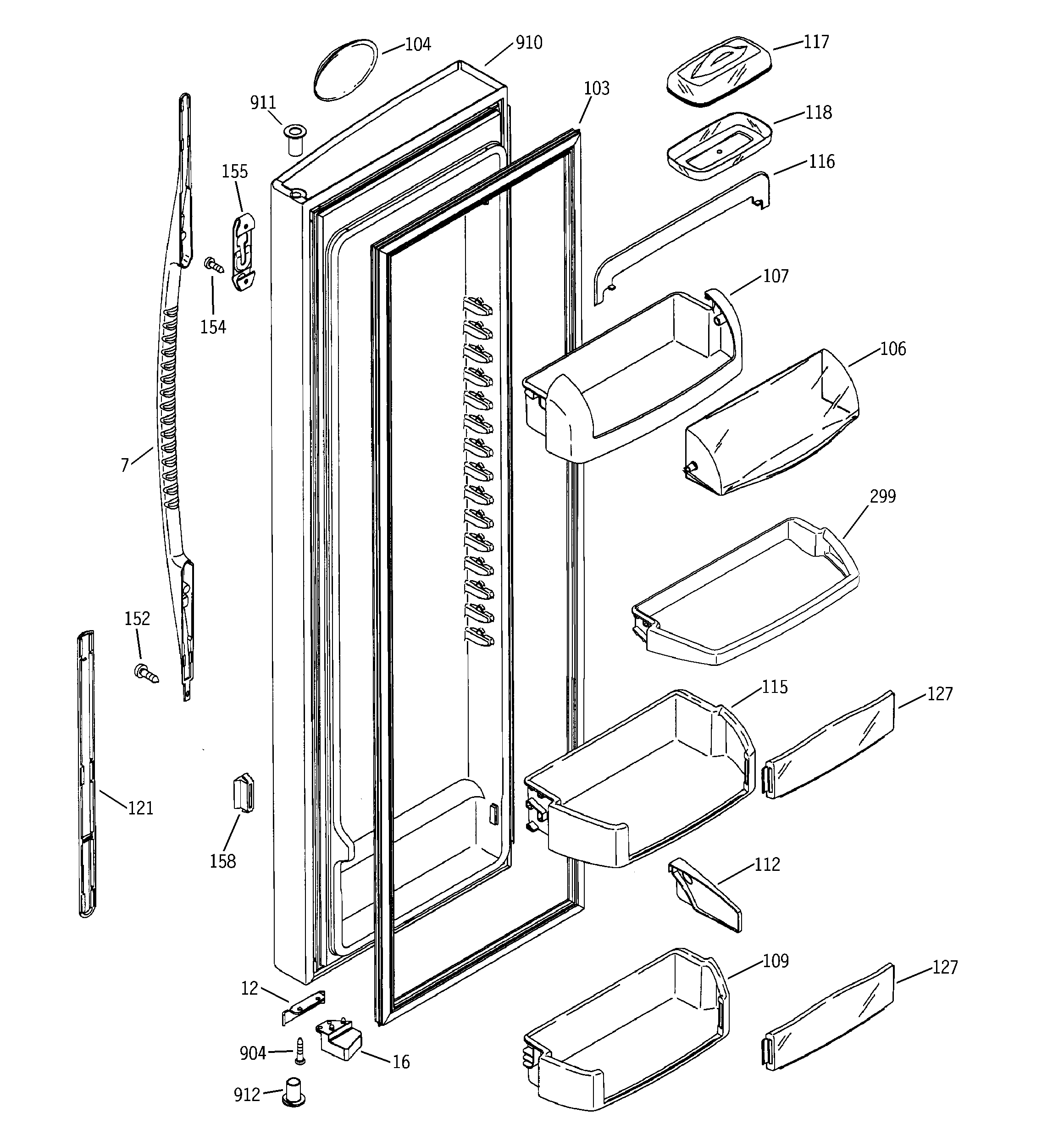 GE PSK25NGMACWW fresh food door diagram