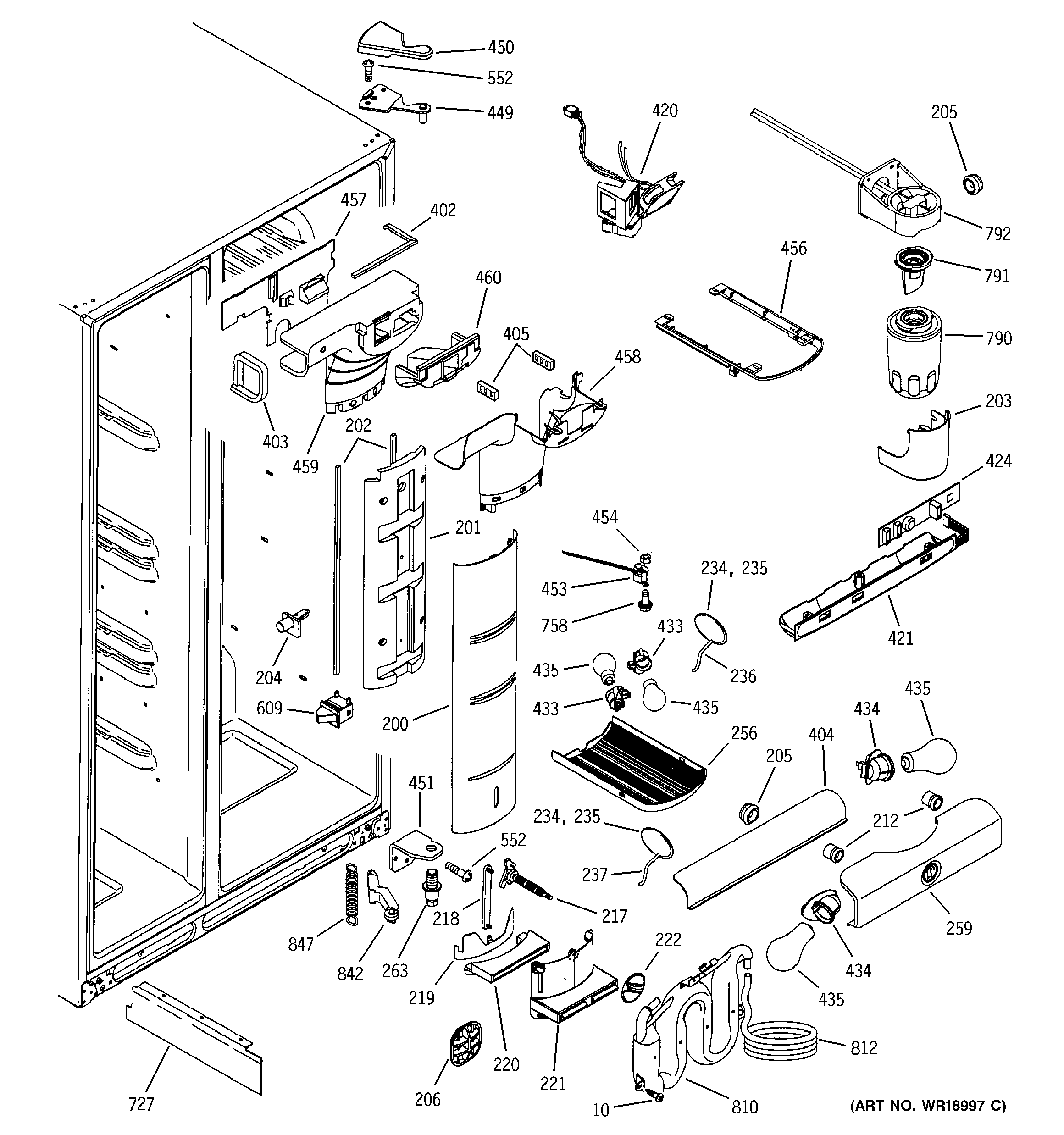 GE PSK25NGMACWW fresh food section diagram