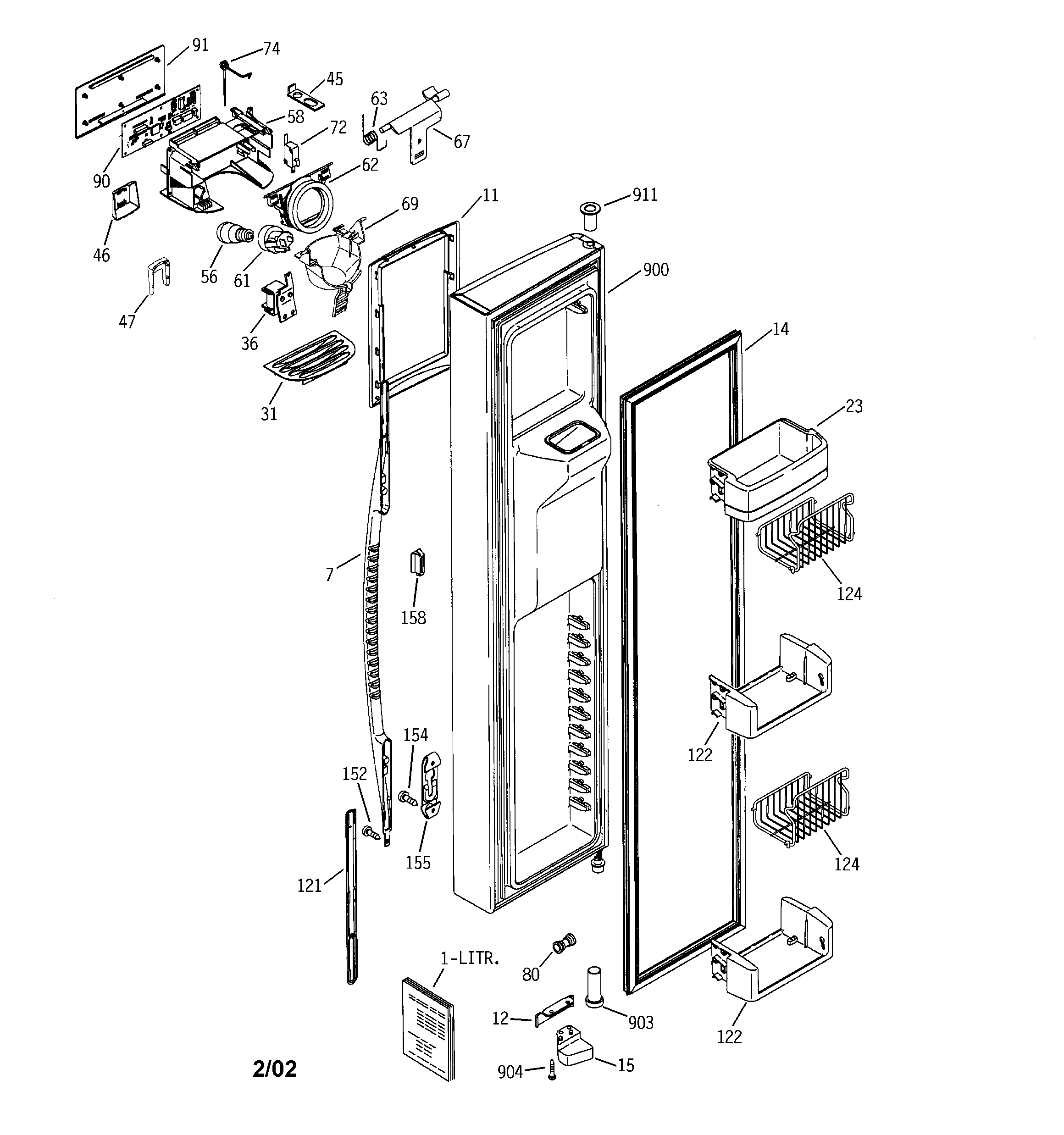 GE PSK29NGMACCC freezer door diagram