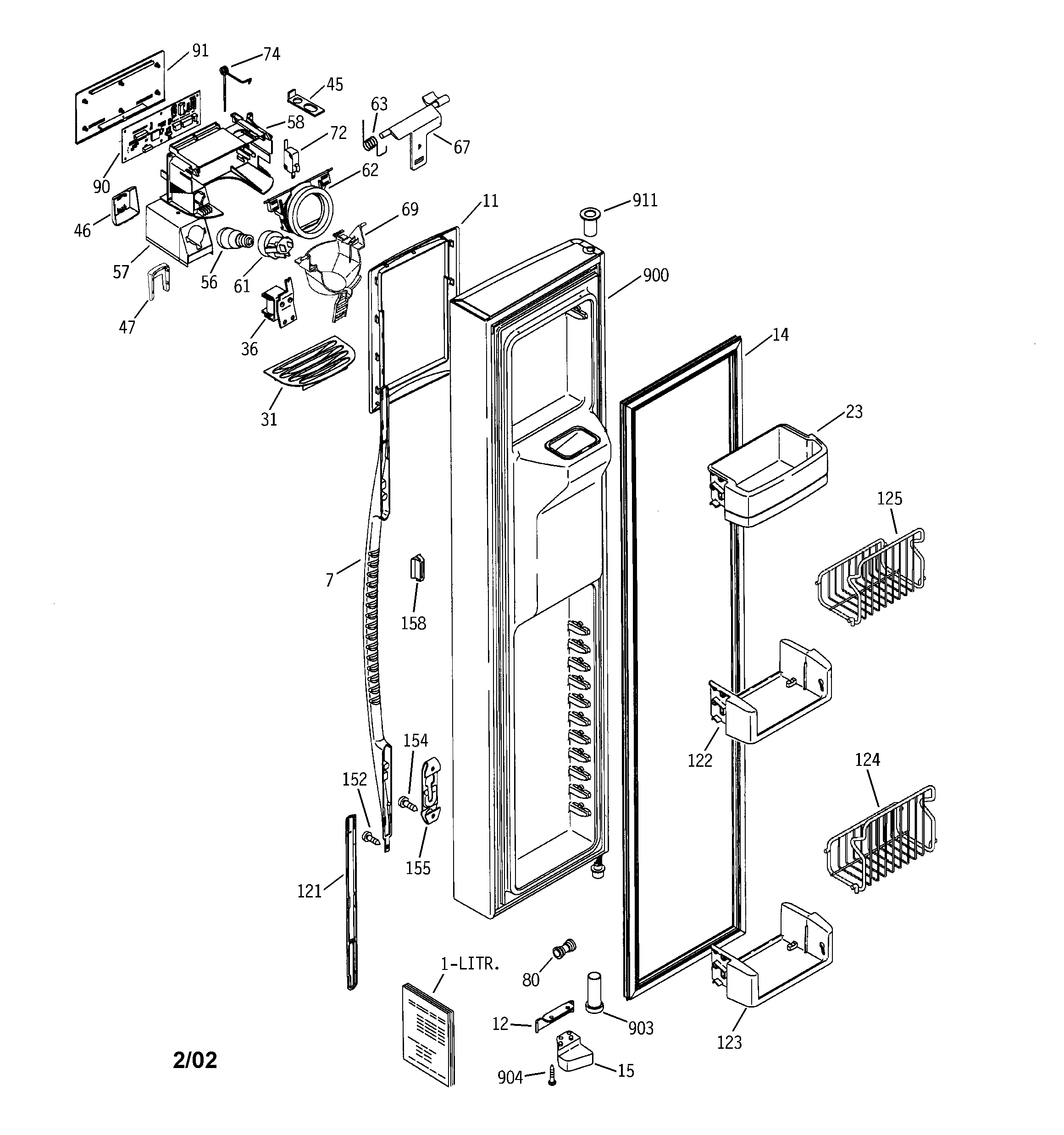 GE PSG27MIMACBB freezer door diagram