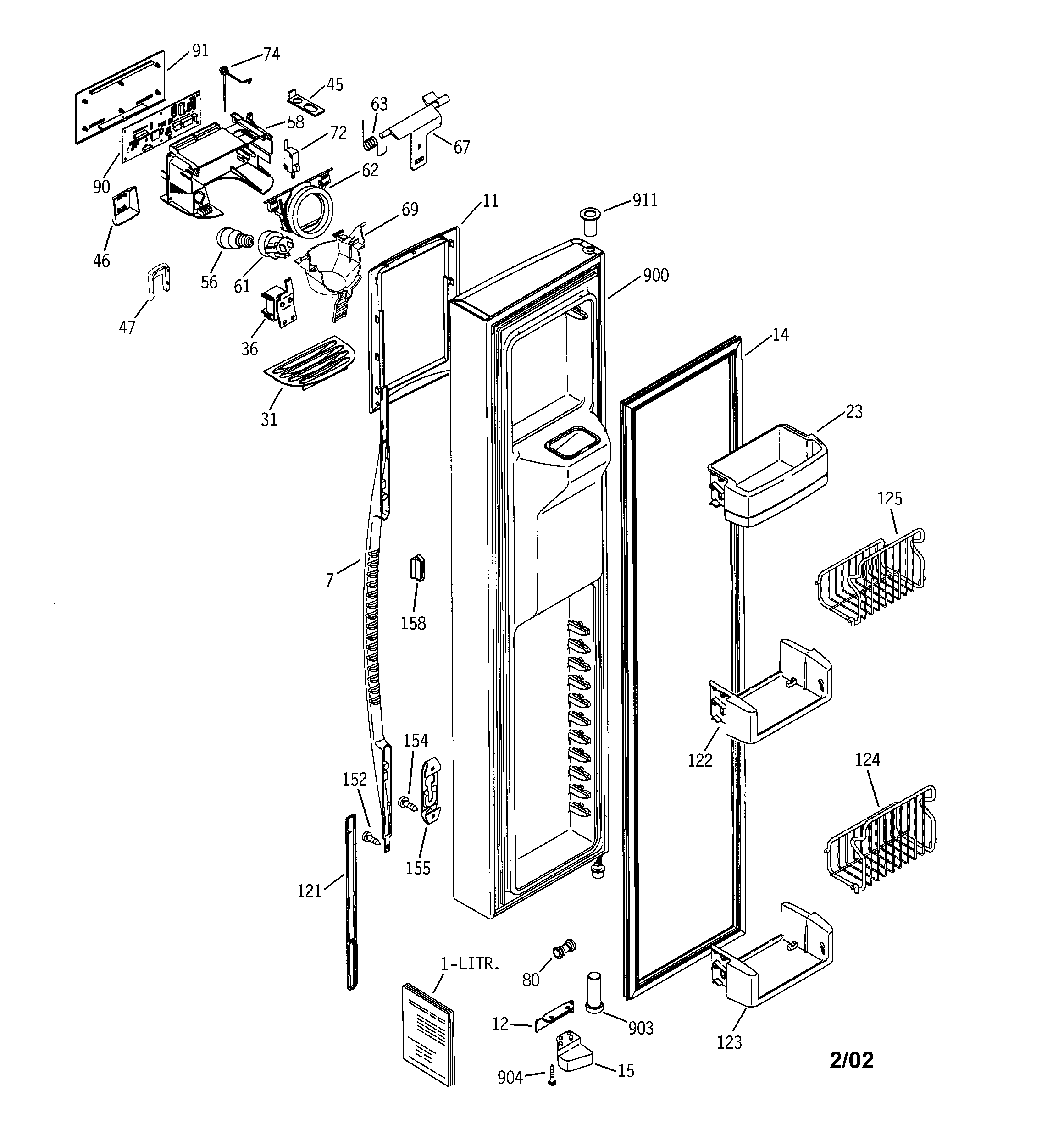 GE PSK27NGMACWW freezer door diagram