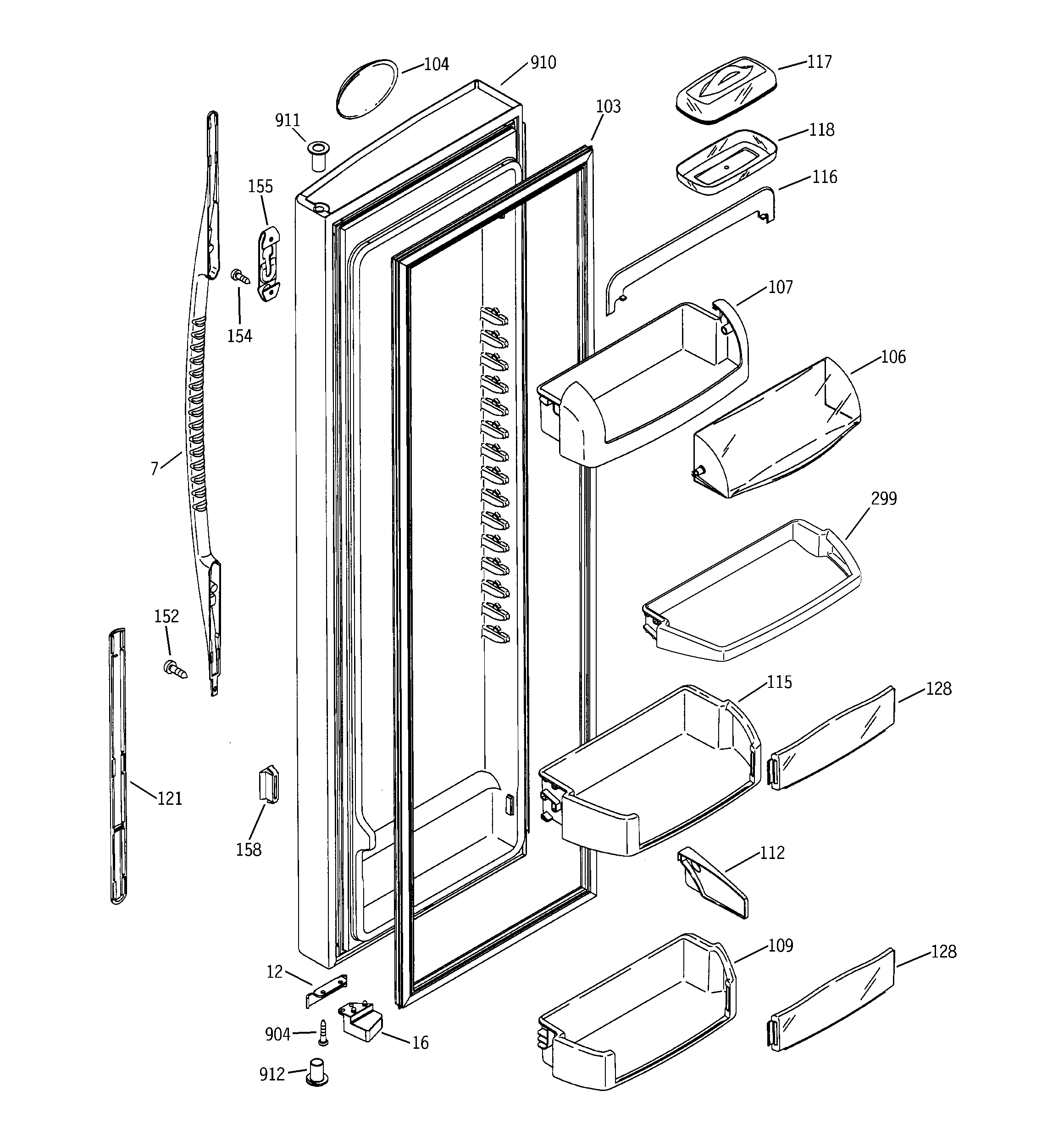 GE PSK27NGMACWW fresh food door diagram