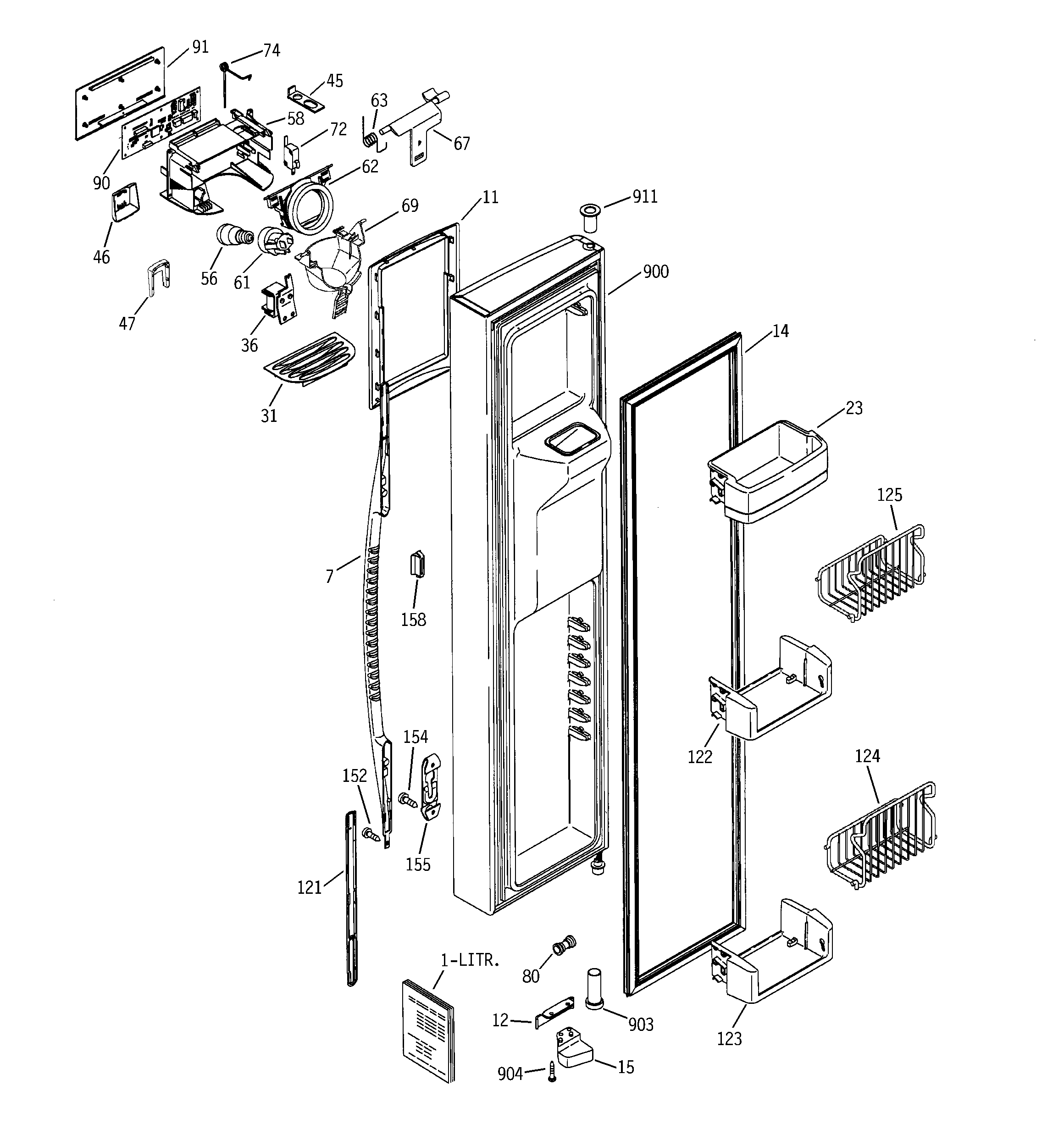 GE PSK27NHMACCC freezer door diagram