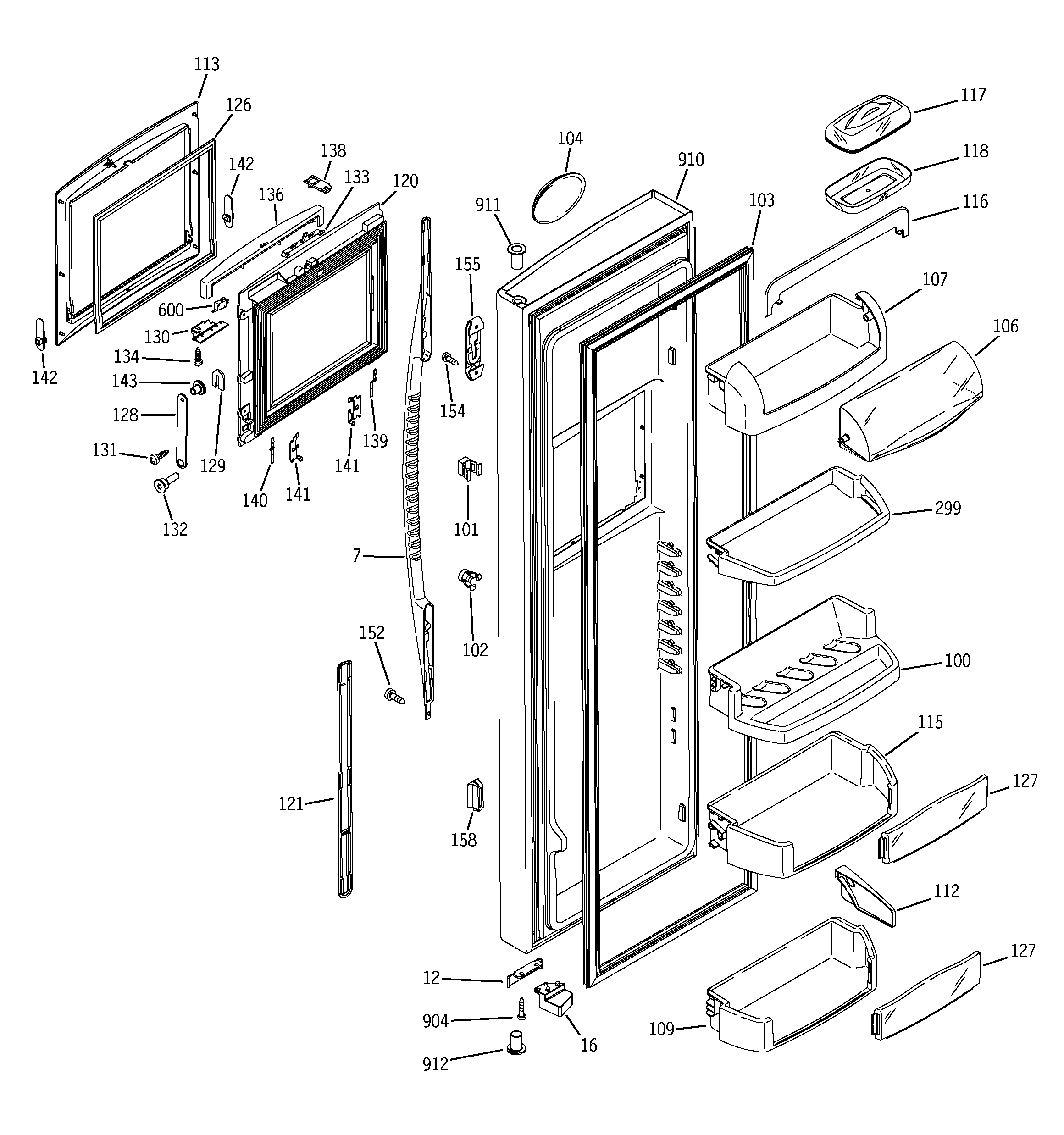 GE PSK27NHMACCC fresh food door diagram