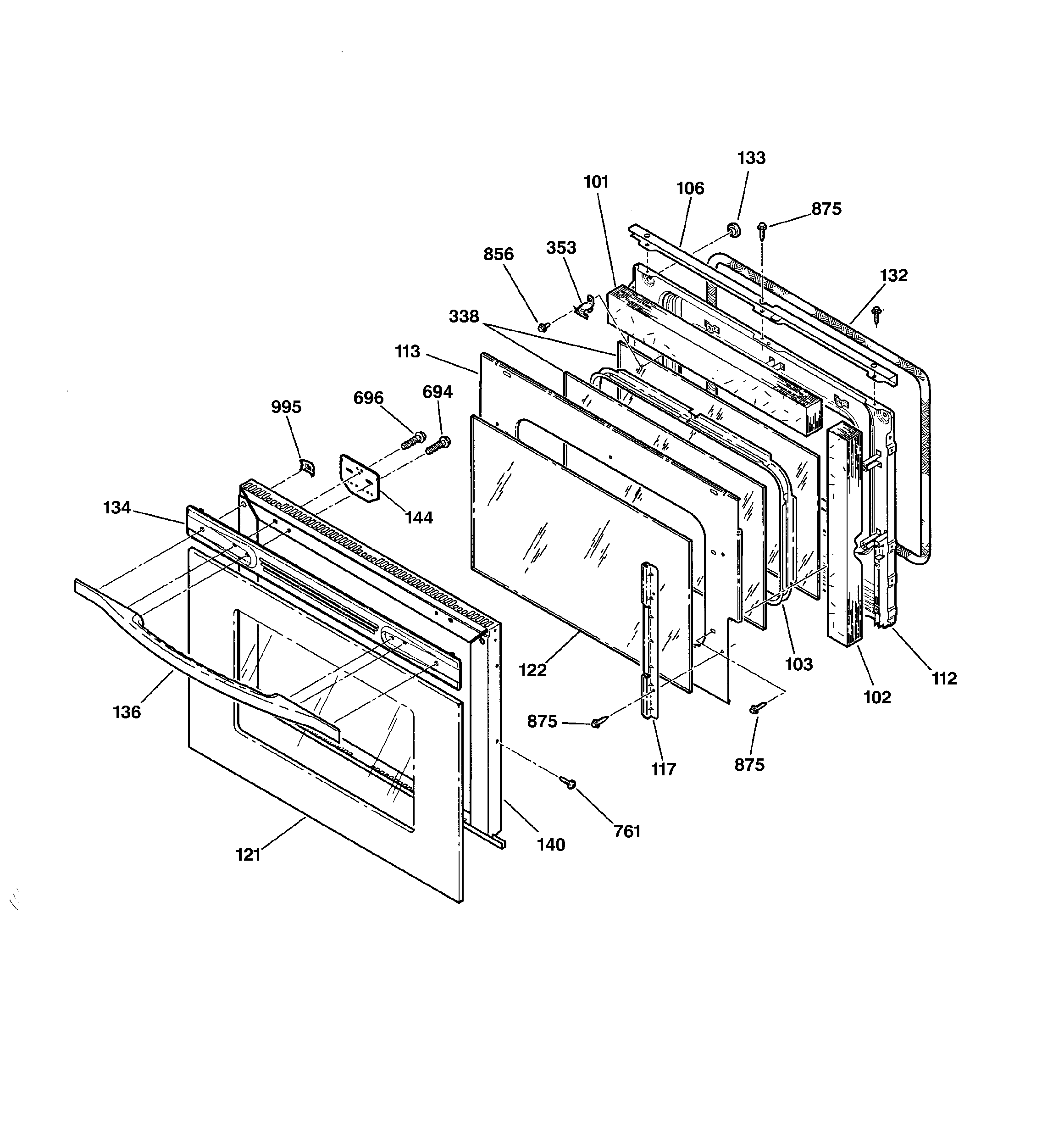 GE JCKP18WA3WW door diagram