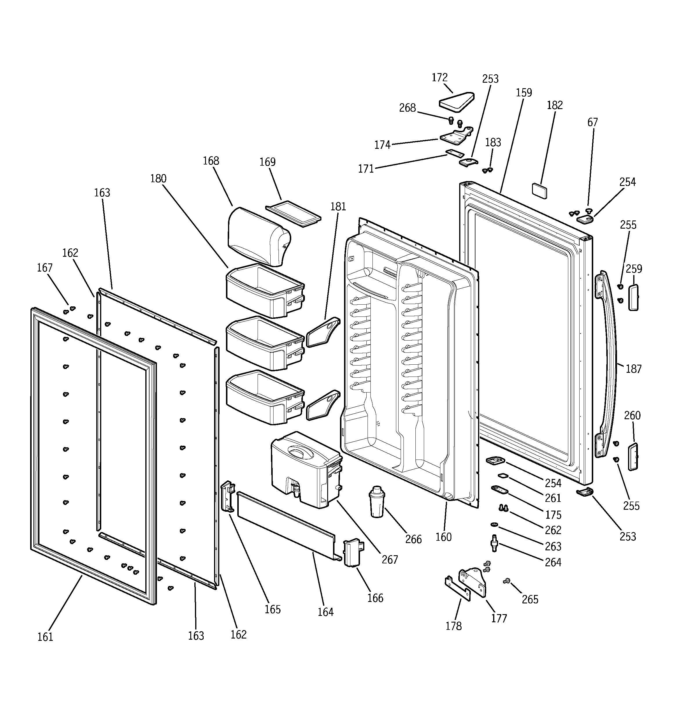 GE PDS18LBMCC fresh food door diagram