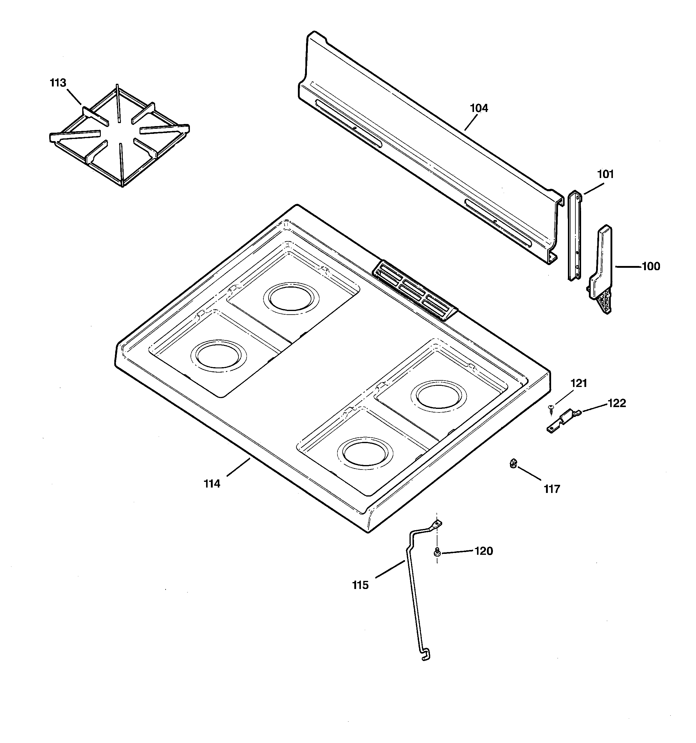 Hotpoint RGB508PEA5WH cooktop diagram