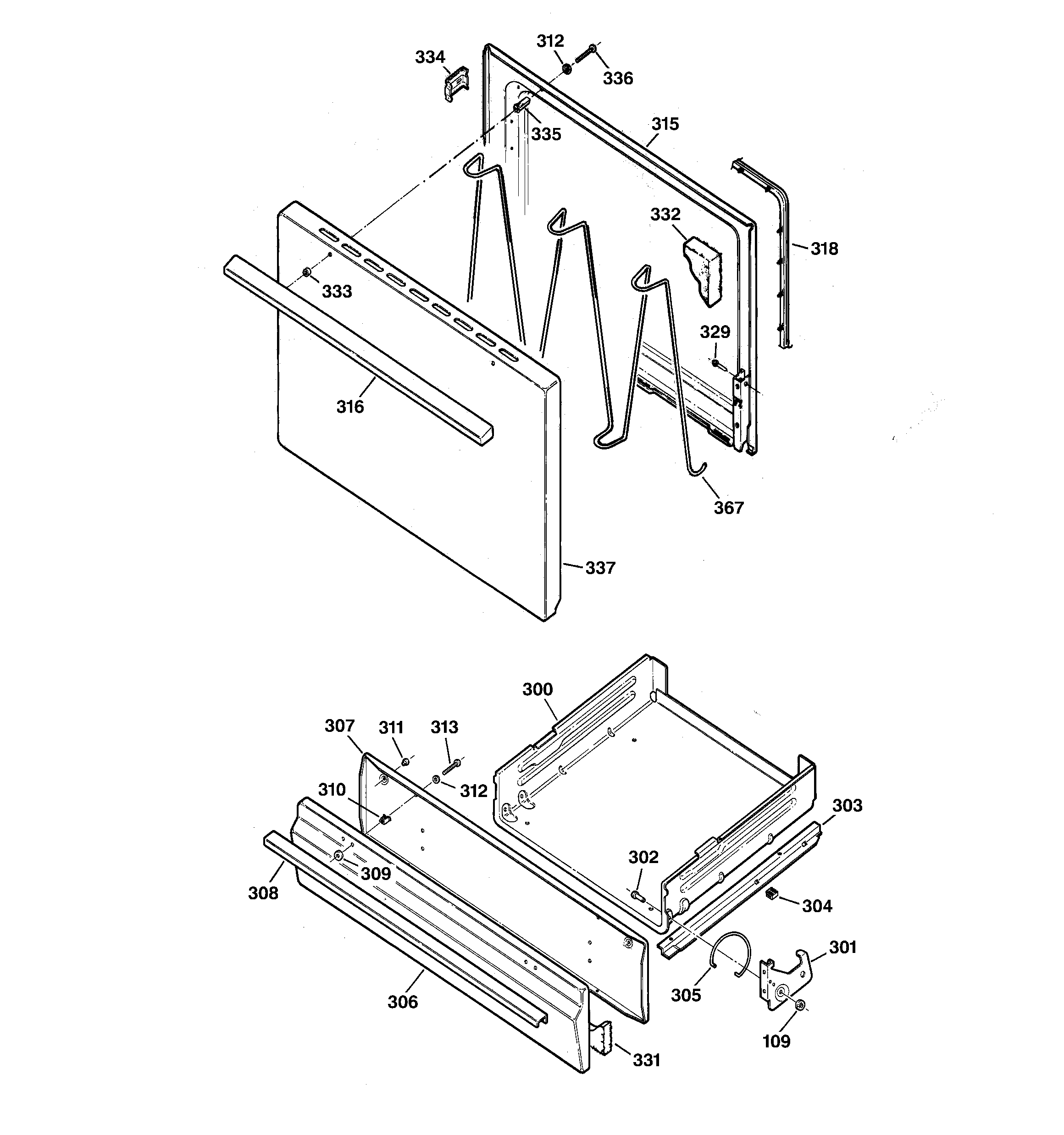 Hotpoint RGB524PEA1CT door & drawer parts diagram