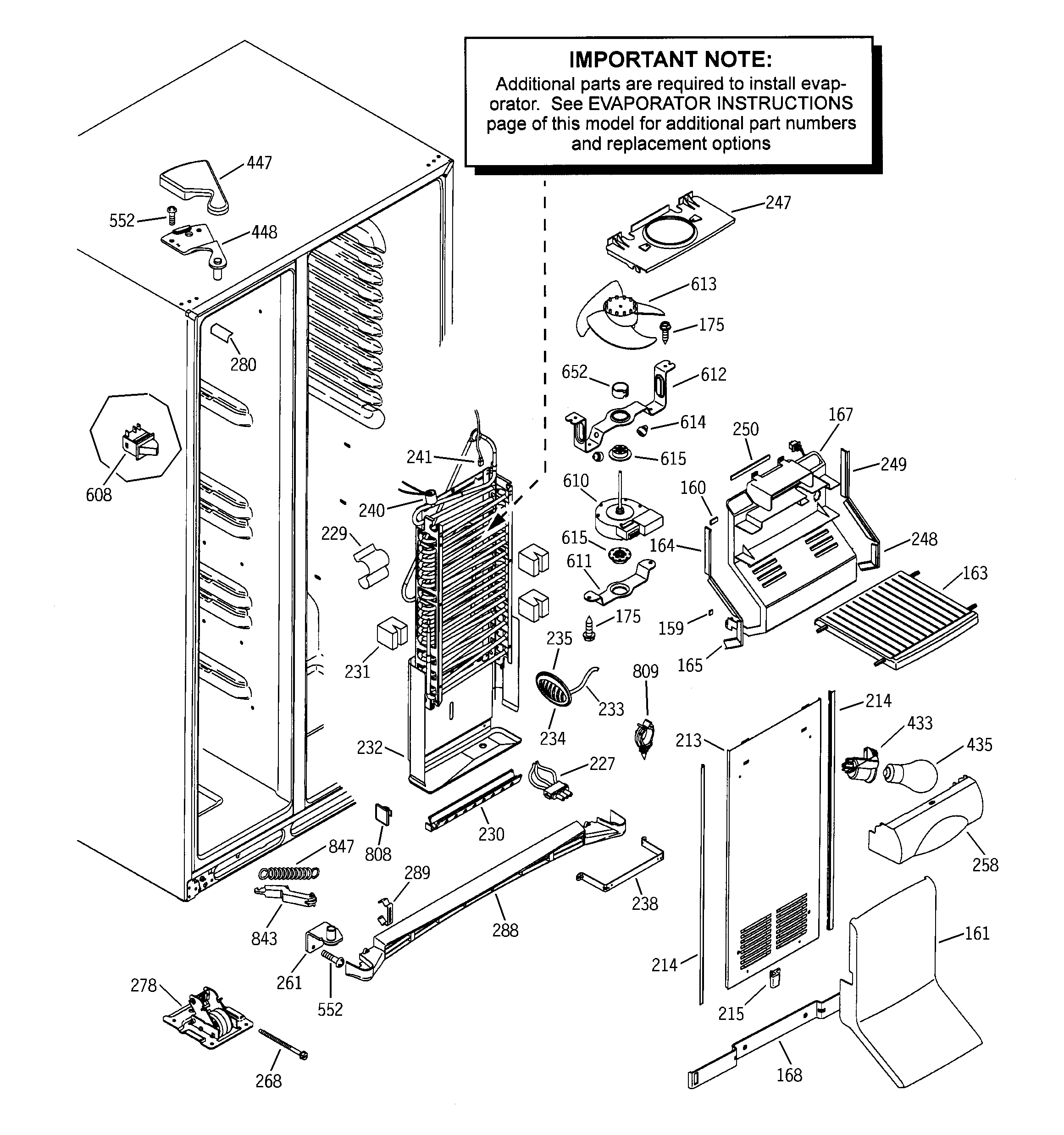 Hotpoint HSK29MGMACCC freezer section diagram