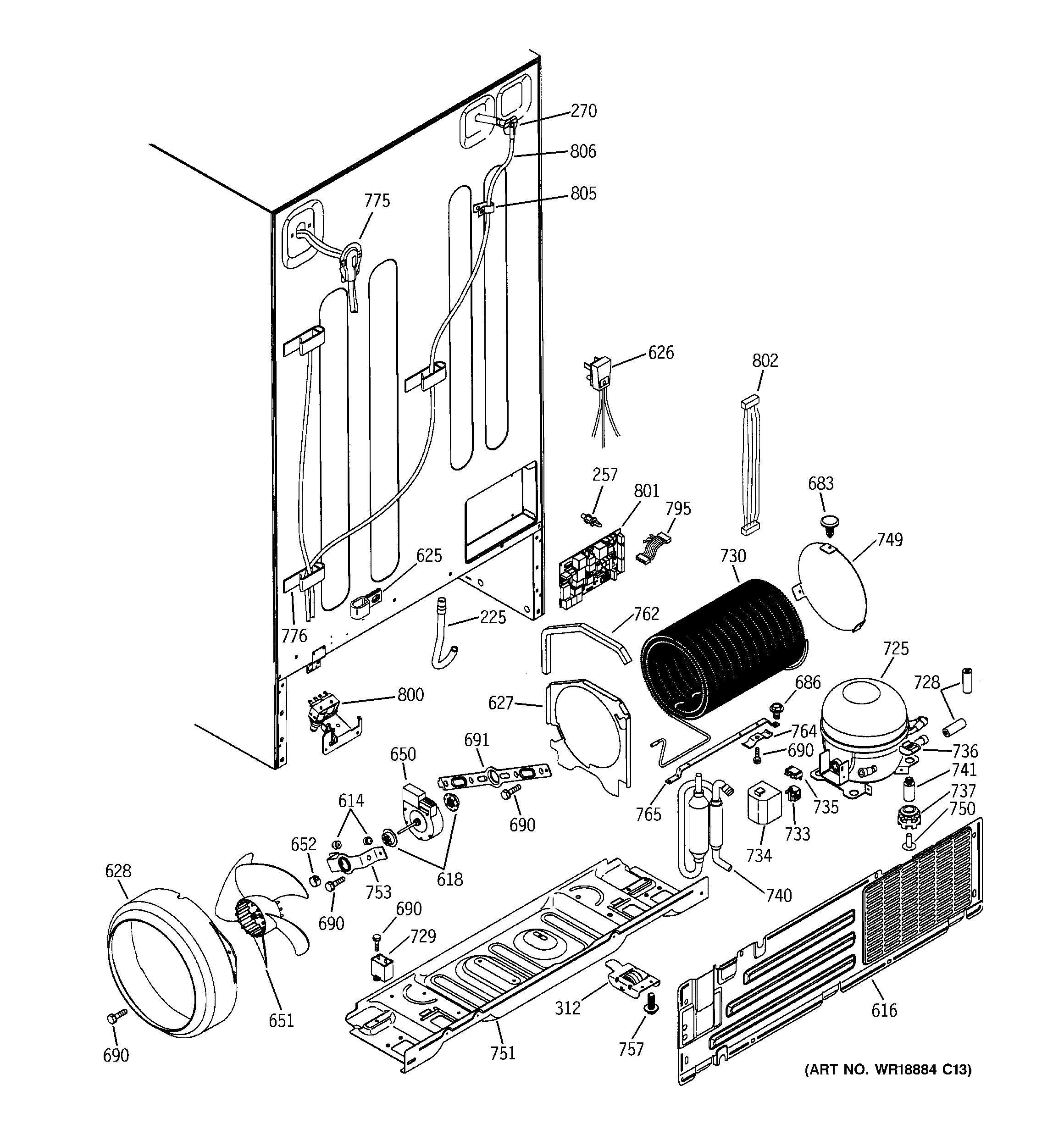 RCA RSK27NHMACCC sealed system & mother board diagram