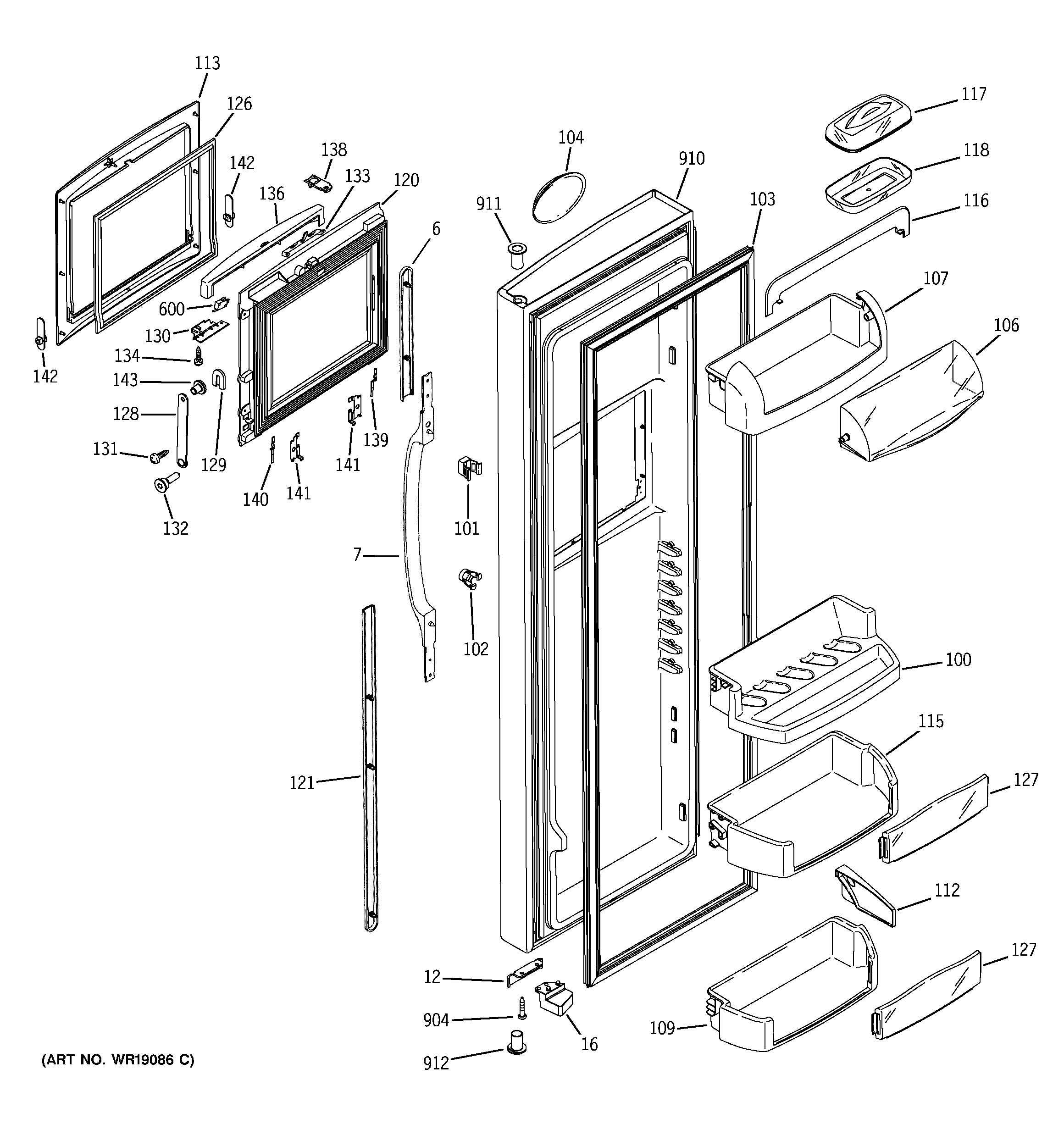 RCA RSK27NHMACCC fresh food door diagram