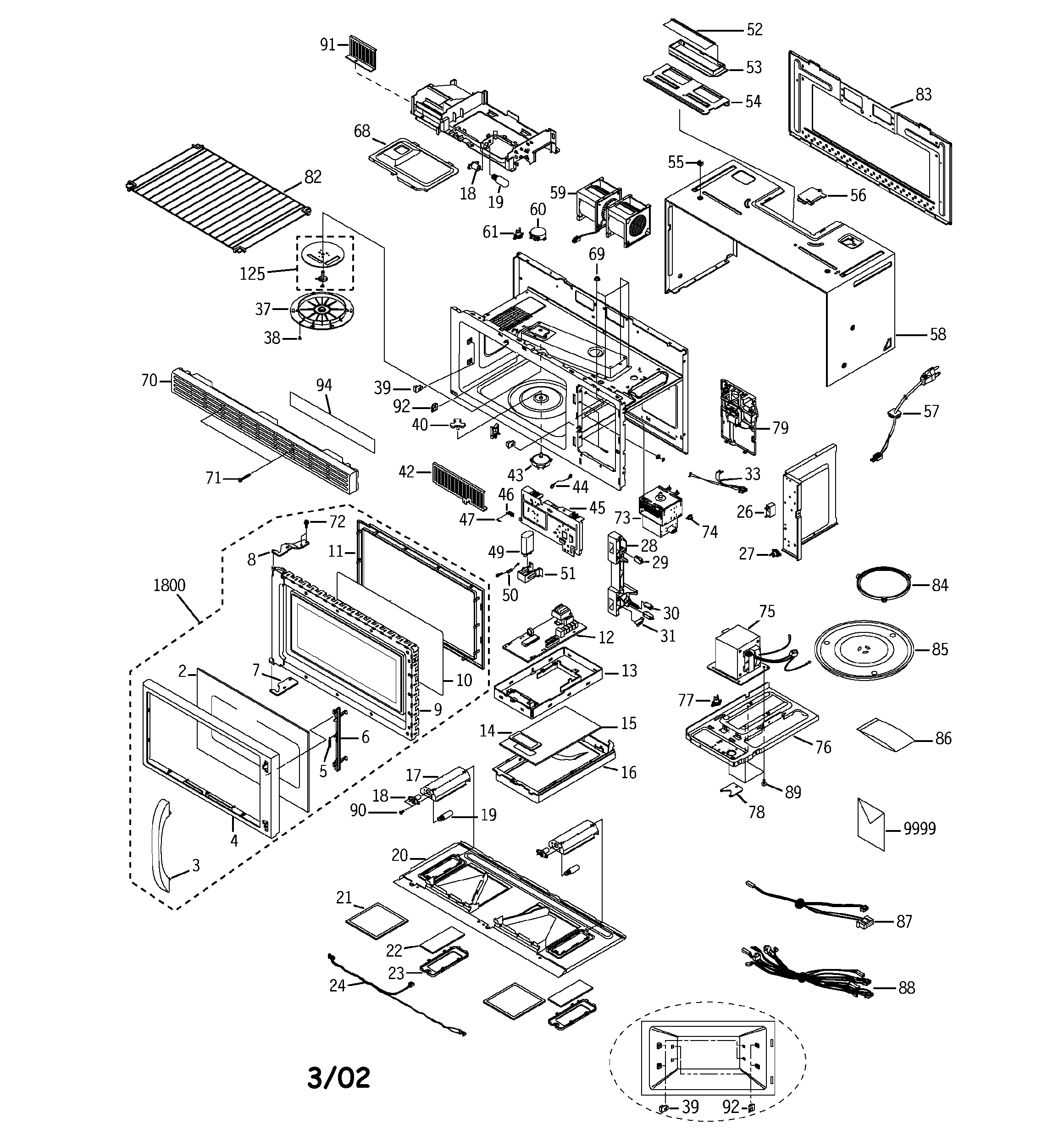 GE JVM1642BB005 microwave diagram