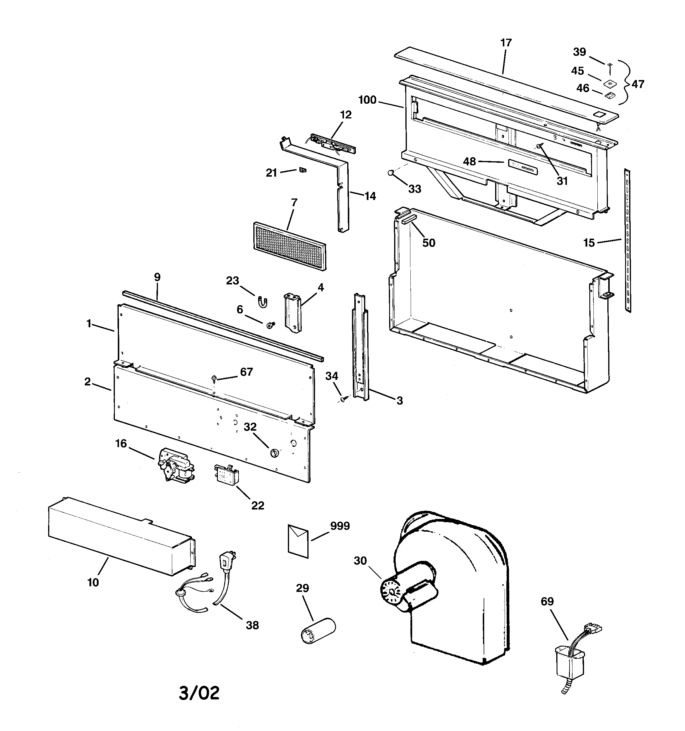GE ZVB30B1SS hood parts diagram