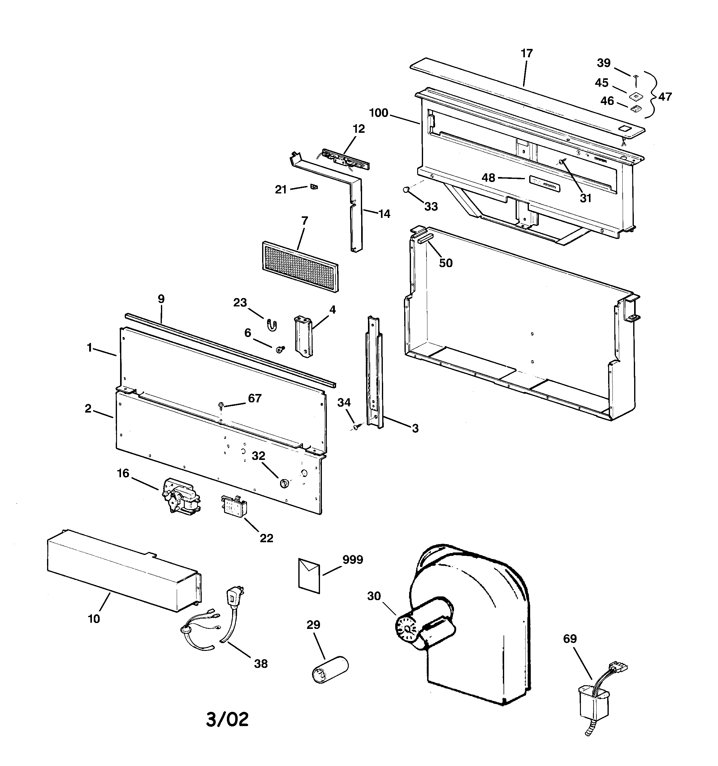 GE ZVB30SB2SS hood parts diagram