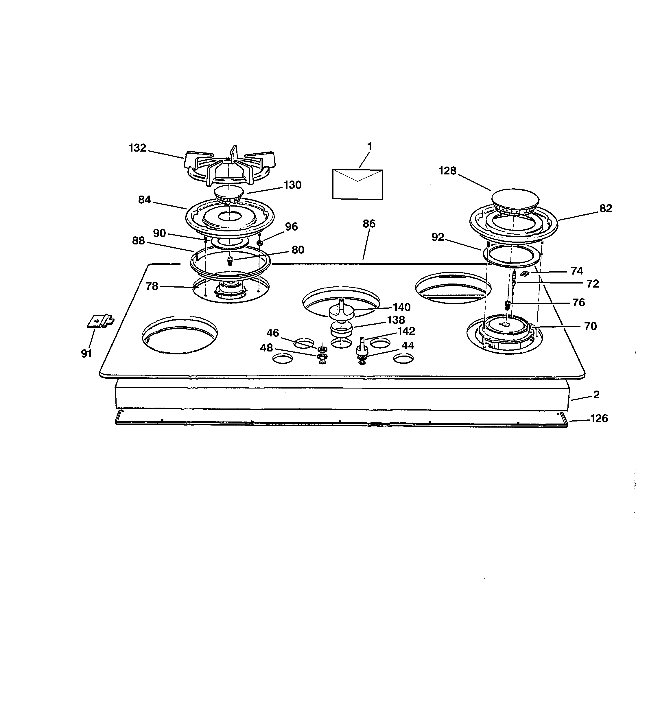GE ZGU665WEX1WG cooktop diagram